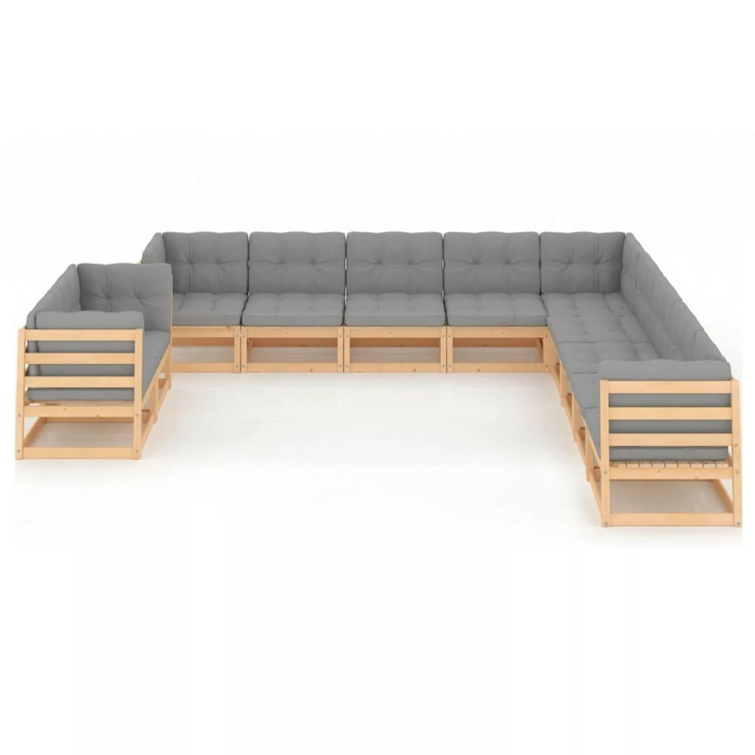 11-tlg. Garten-lounge-set Mit Kissen Kiefer Massivholz günstig online kaufen