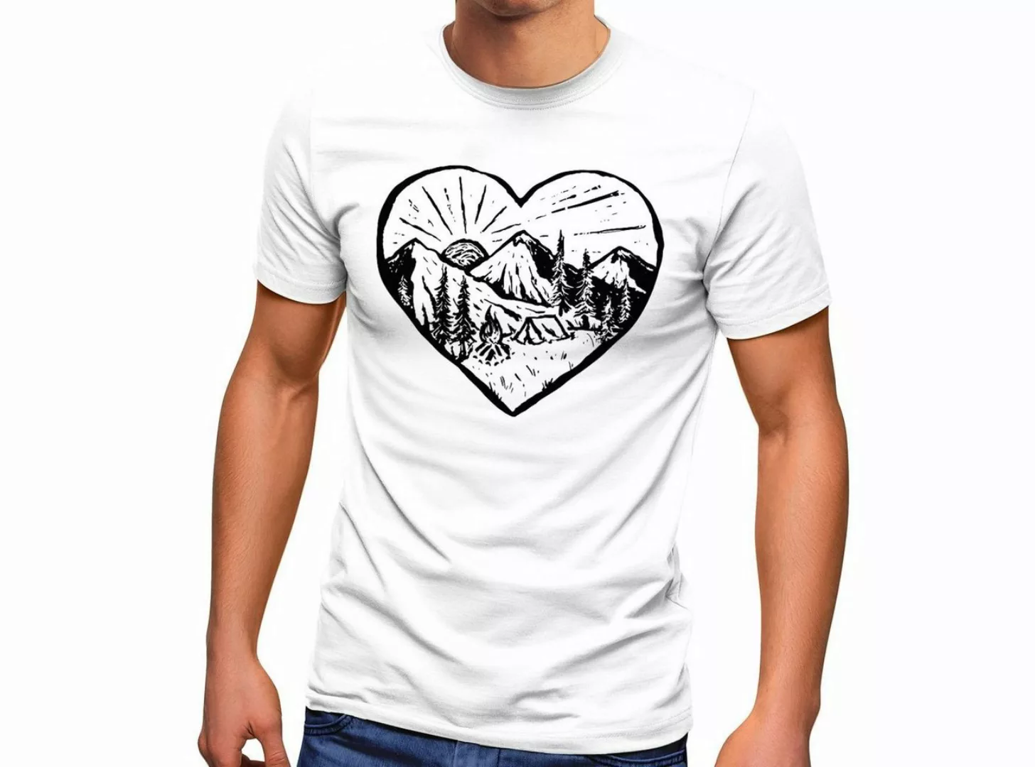 Neverless Print-Shirt Herren T-Shirt Wandern Berge Naturfreund Adventure Ca günstig online kaufen