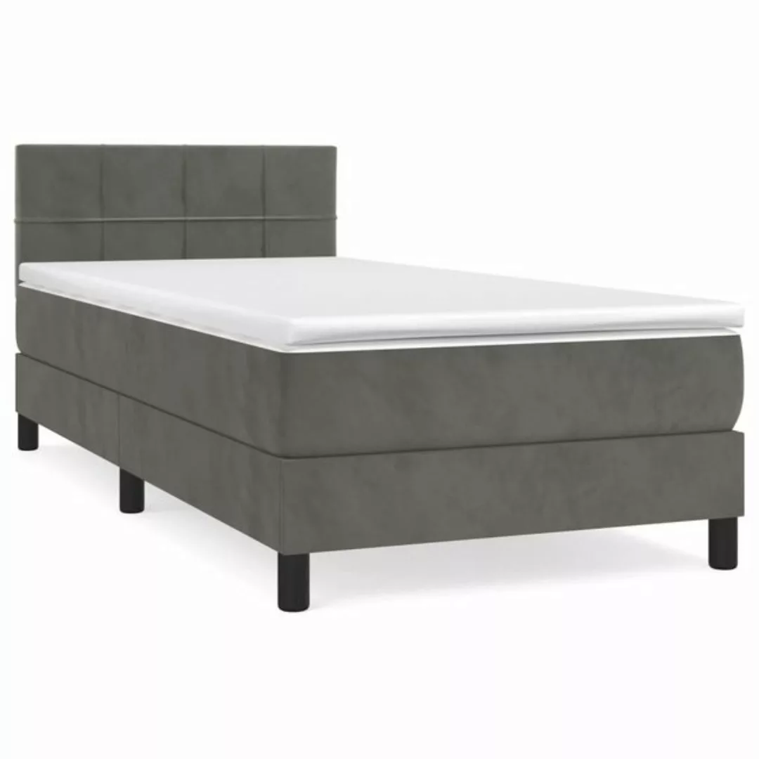 vidaXL Boxspringbett Boxspringbett mit Matratze Dunkelgrau 90x200 cm Samt B günstig online kaufen