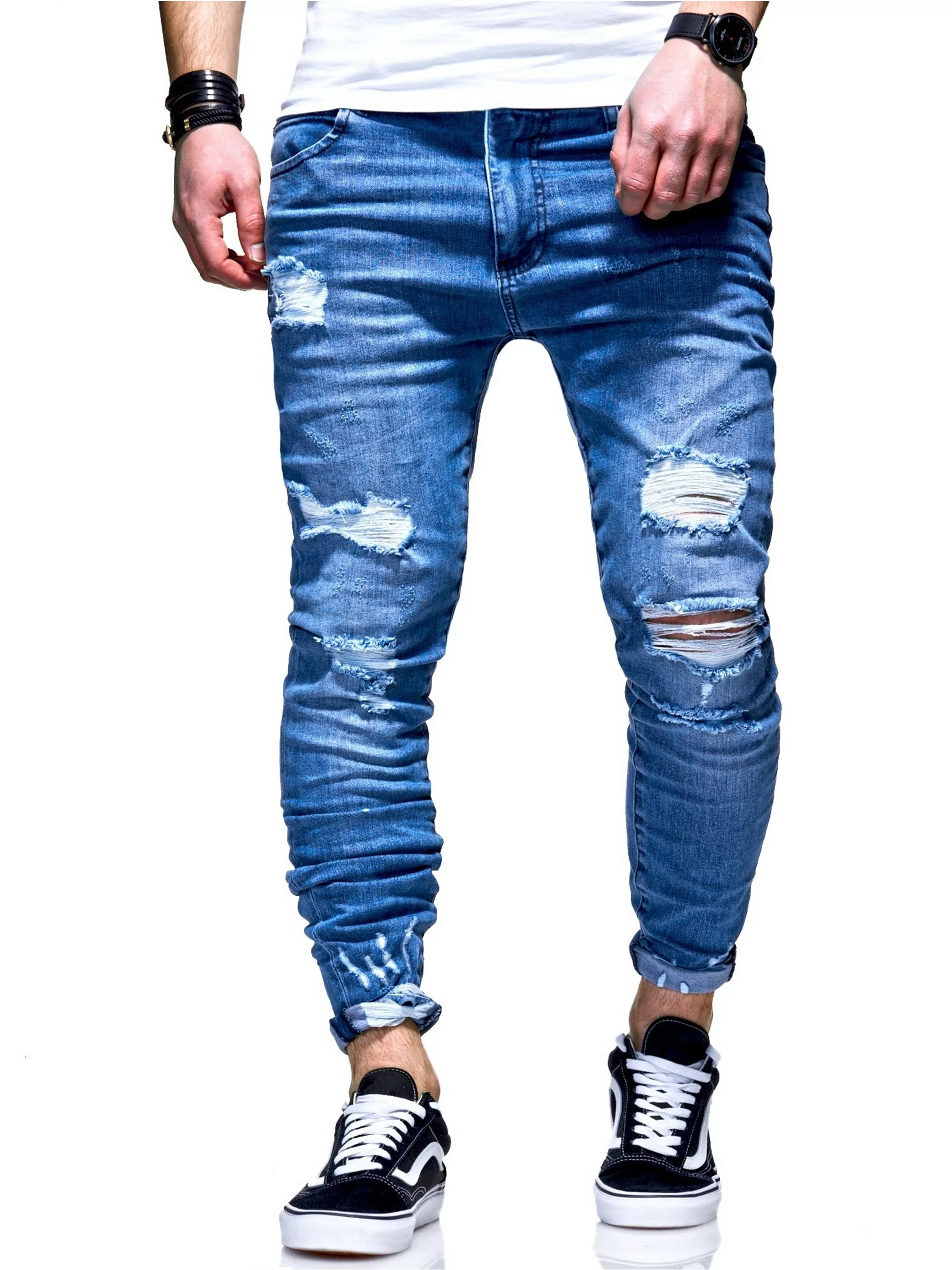 behype Slim-fit-Jeans "Dino", mit tollen Used-Elementen günstig online kaufen