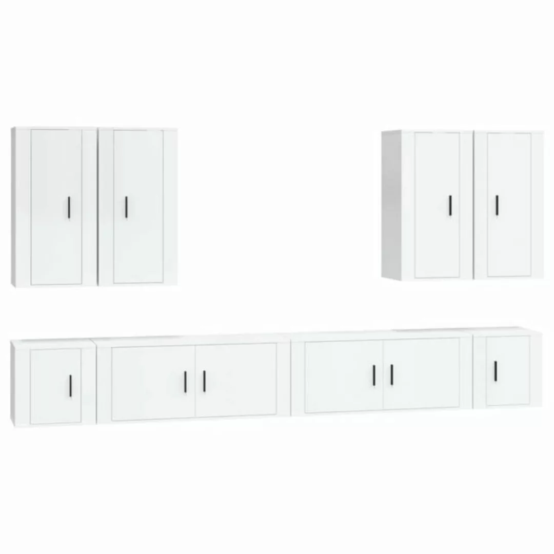 furnicato TV-Schrank 8-tlg. TV-Schrank-Set Hochglanz-Weiß Holzwerkstoff (8- günstig online kaufen