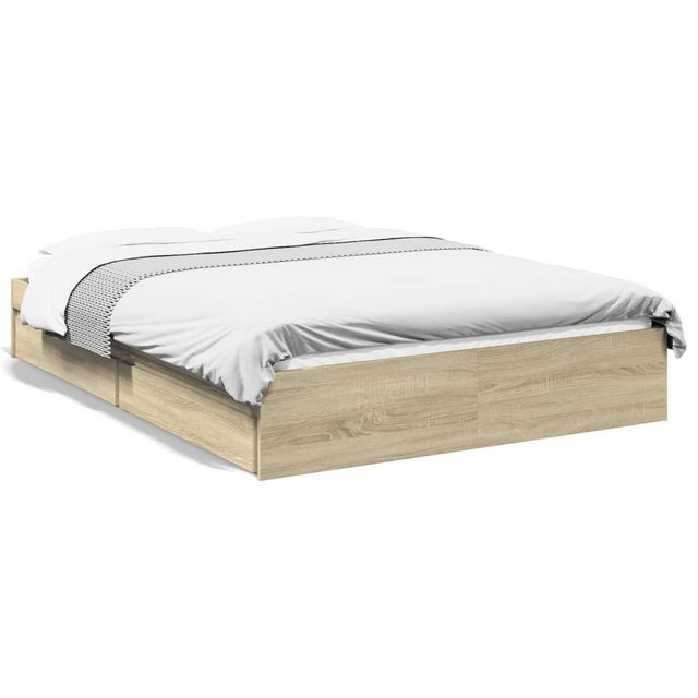 vidaXL Bett Bettgestell mit Schubladen Sonoma-Eiche 140x190cm Holzwerkstoff günstig online kaufen