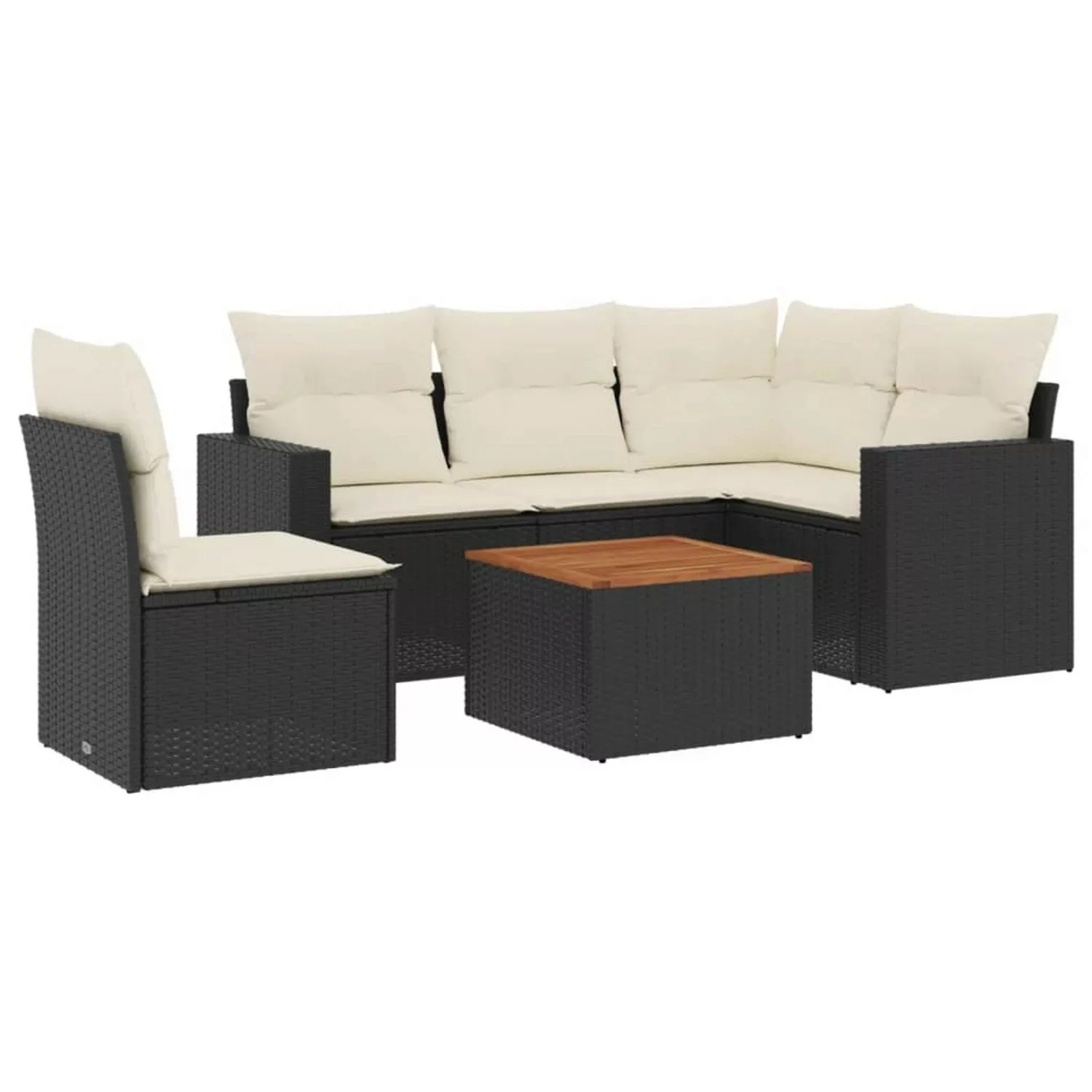 vidaXL 6-tlg Garten-Sofagarnitur mit Kissen Schwarz Poly Rattan Modell 181 günstig online kaufen