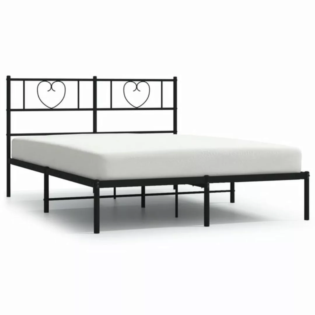 vidaXL Bettgestell, Bettrahmen mit Kopfteil Metall Schwarz 160x200 cm günstig online kaufen