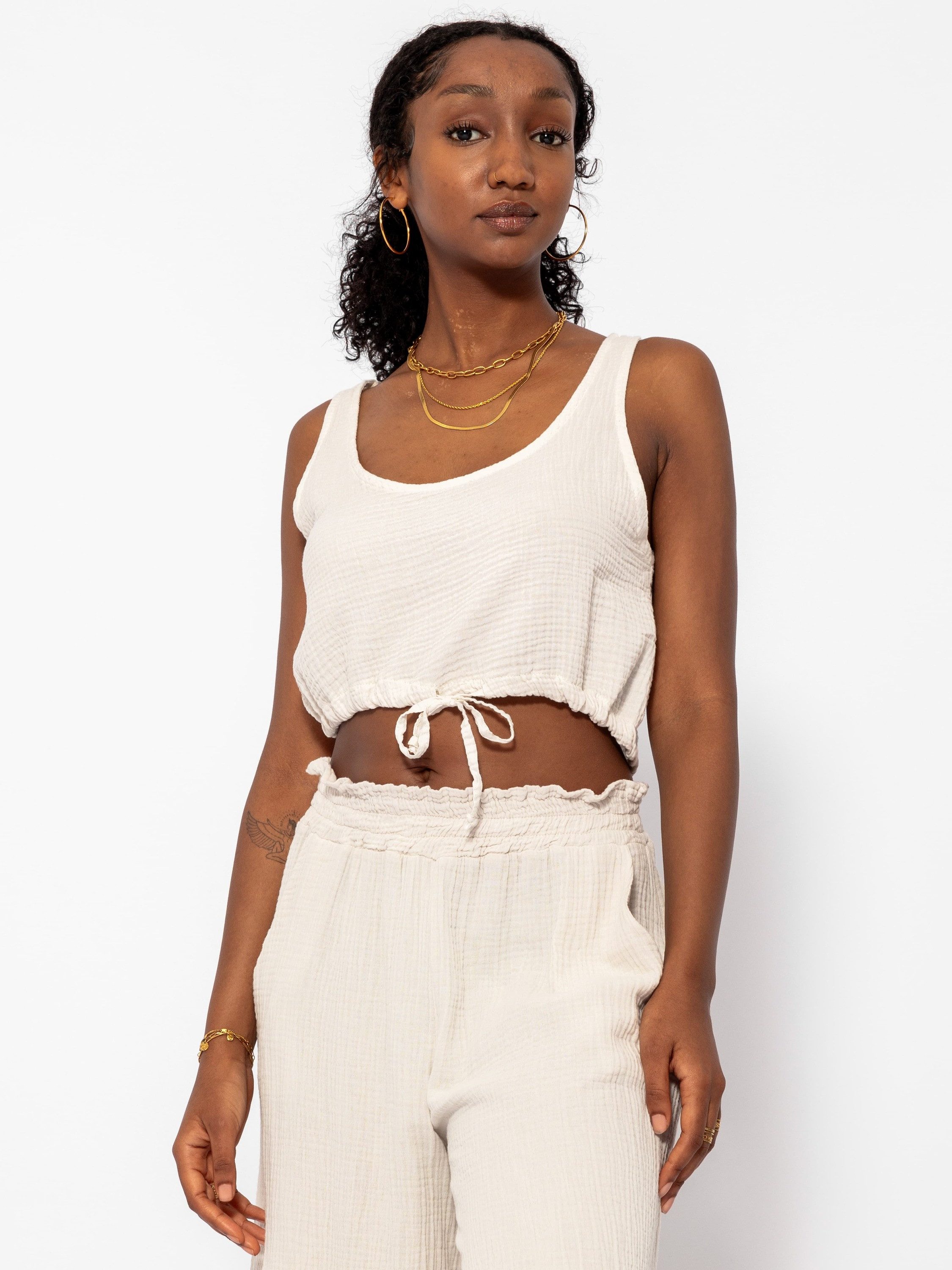 SASSYCLASSY Crop-Top Musselin Trägertop für Damen günstig online kaufen