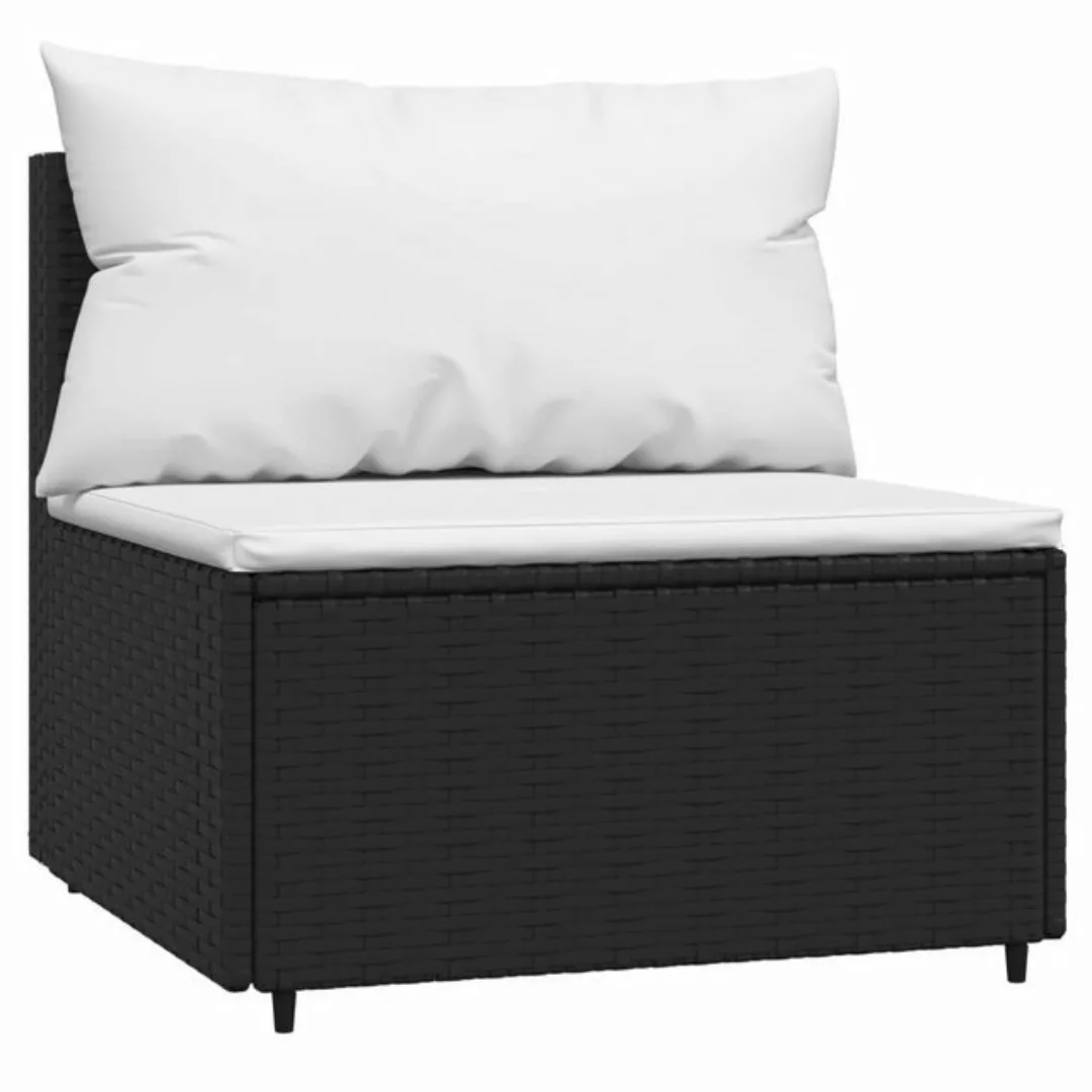 Vidaxl Garten-mittelsofa Mit Kissen Schwarz Poly Rattan günstig online kaufen