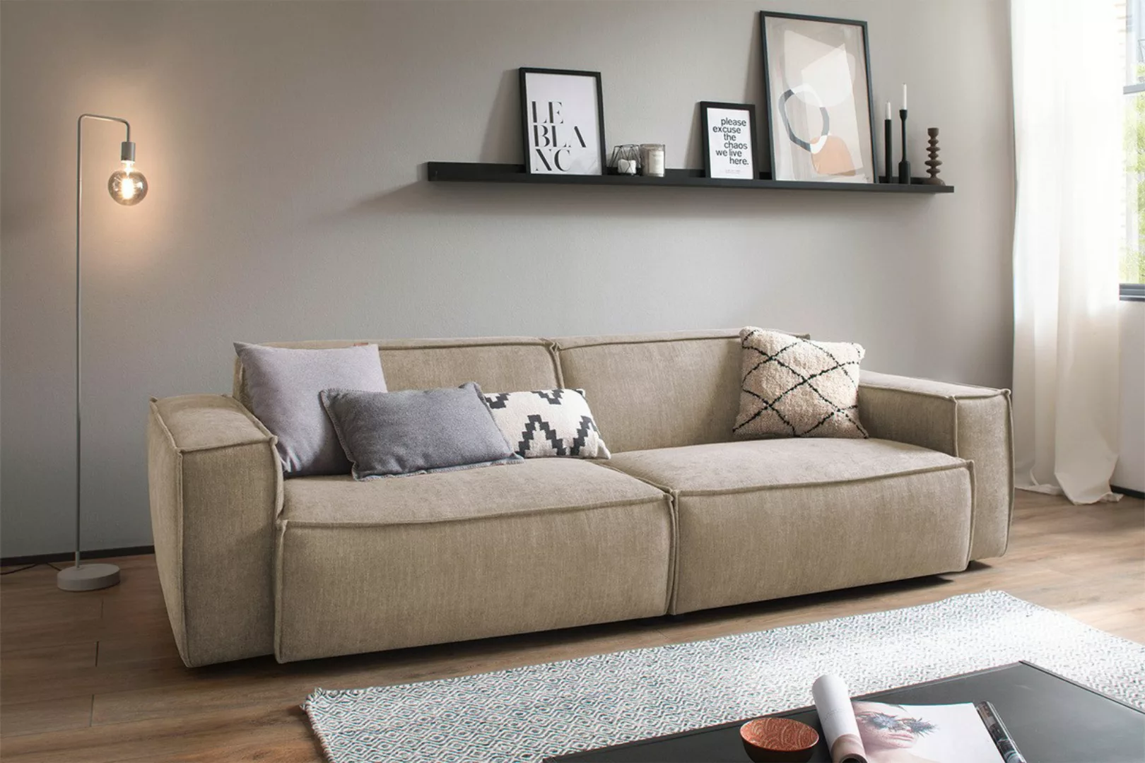 KAWOLA Sofa SAMU Stoff taupe günstig online kaufen