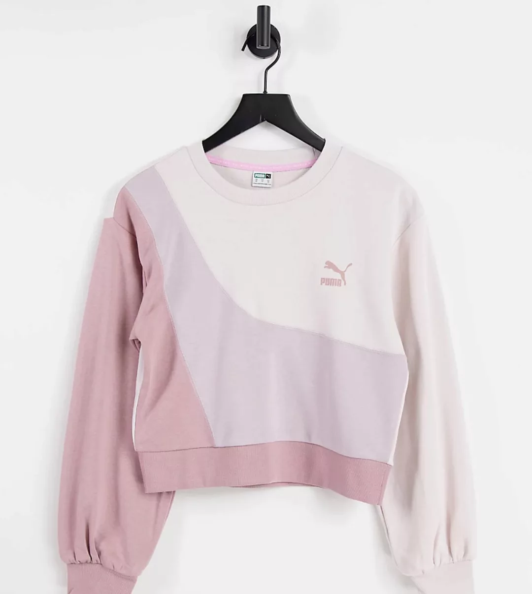 Puma – Convey – Oversize-Sweatshirt im Blockfarbendesign in Rosa, exklusiv günstig online kaufen
