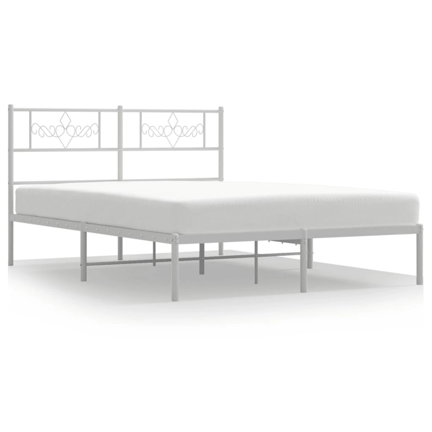 vidaXL Bettgestell mit Kopfteil Metall Weiß 150x200 cm Modell 81882285 günstig online kaufen