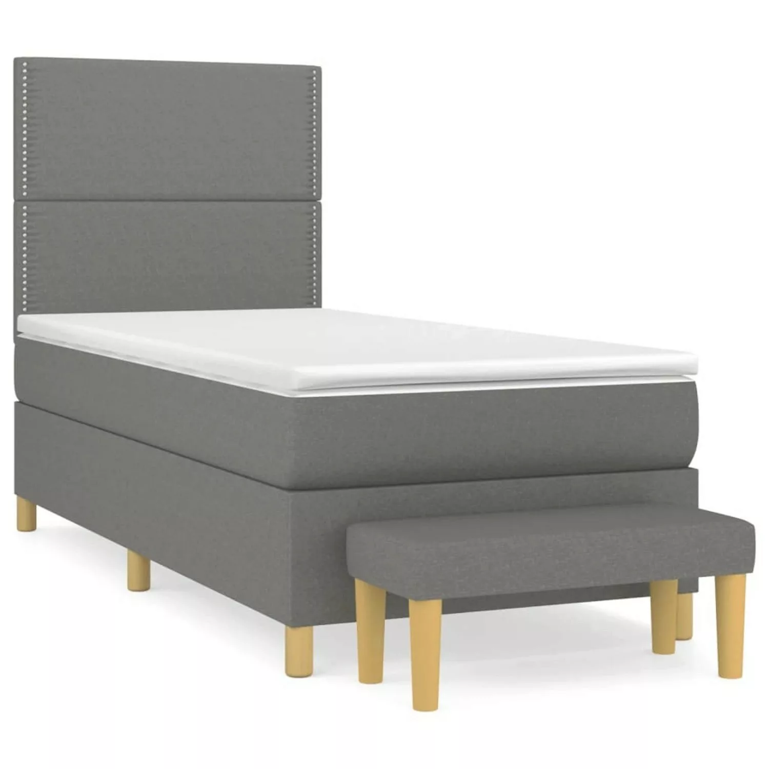 vidaXL Boxspringbett Boxspringbett mit Matratze Dunkelgrau 80x200 cm Stoff günstig online kaufen