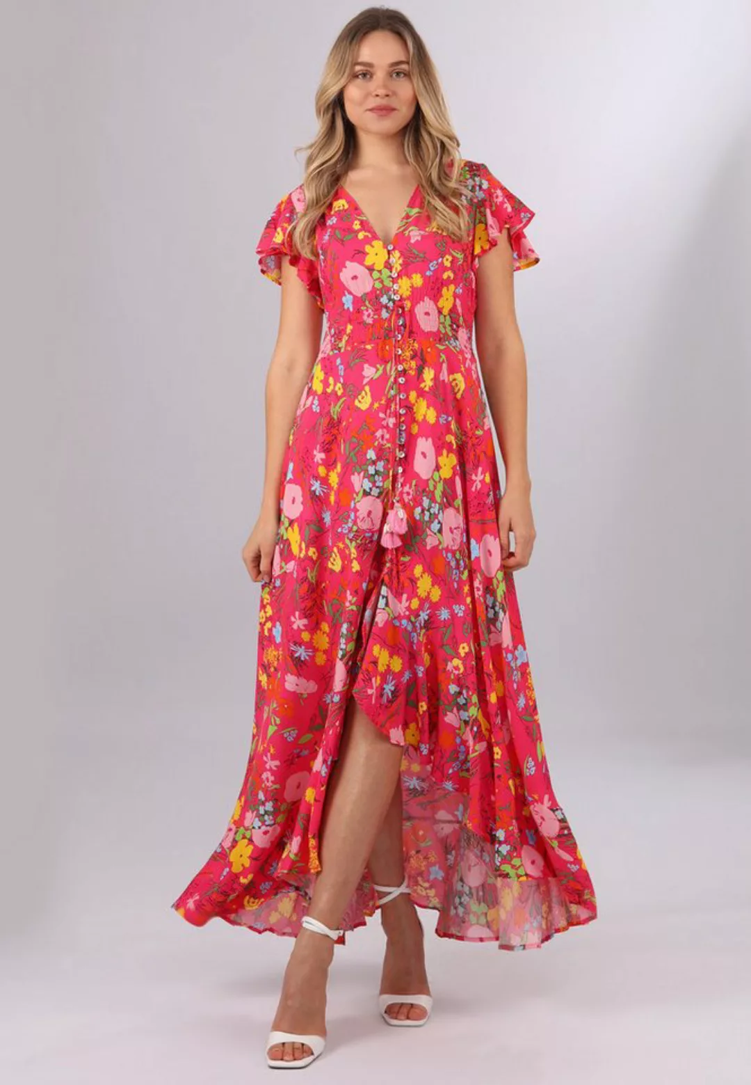 YC Fashion & Style Sommerkleid Maxikleid mit Blumenmuster und Vokuhila-Schn günstig online kaufen