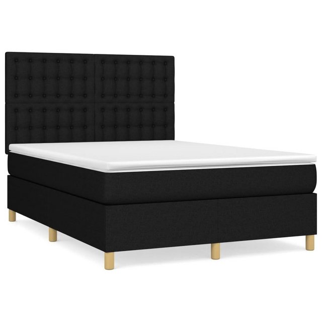 furnicato Bett Boxspringbett mit Matratze Schwarz 140x190 cm Stoff günstig online kaufen