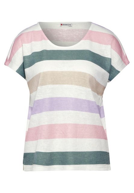 STREET ONE T-Shirt LS_LTD QR big multicolor strip, off white günstig online kaufen