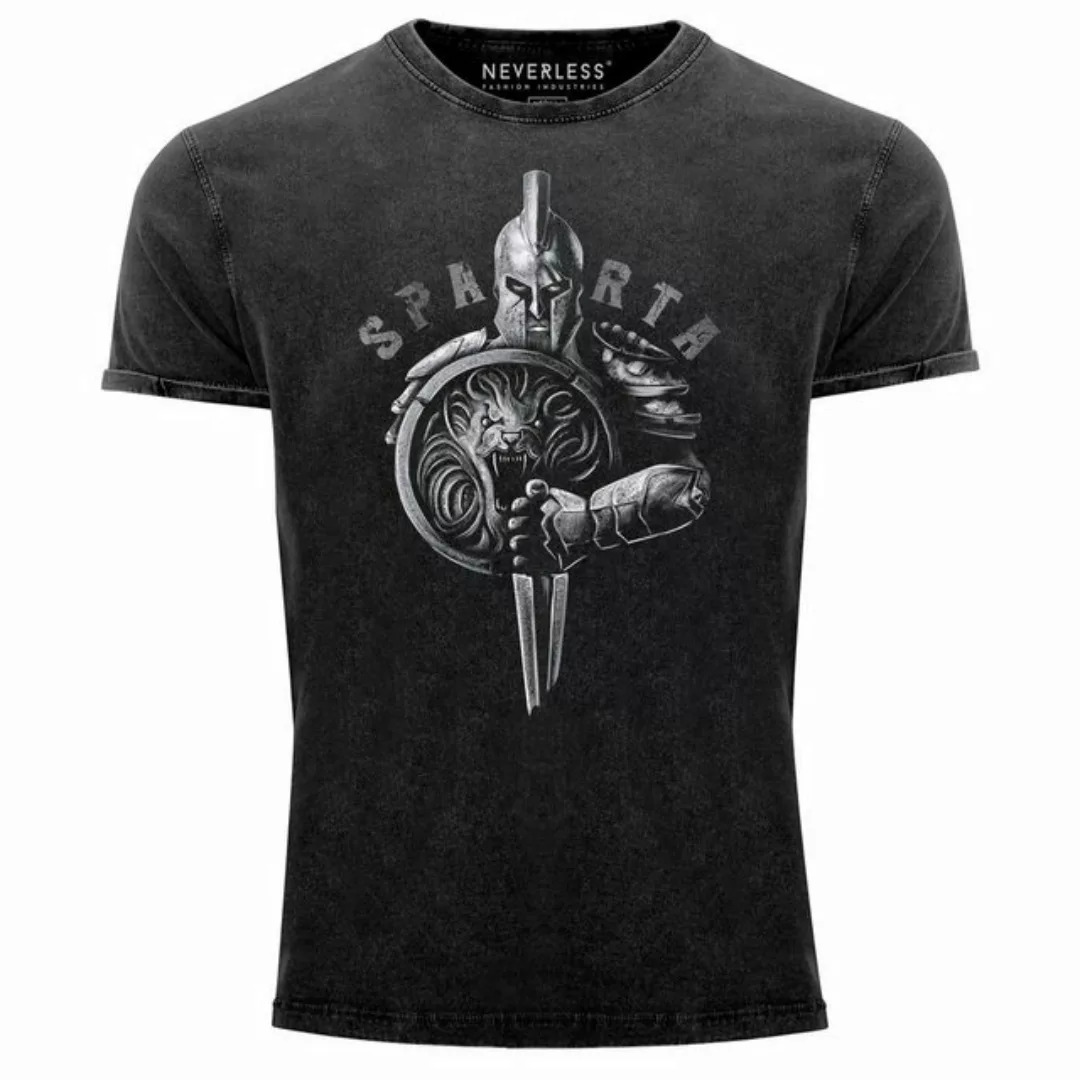 Neverless Print-Shirt Herren Vintage Shirt Aufdruck Sparta Spartaner-helm K günstig online kaufen