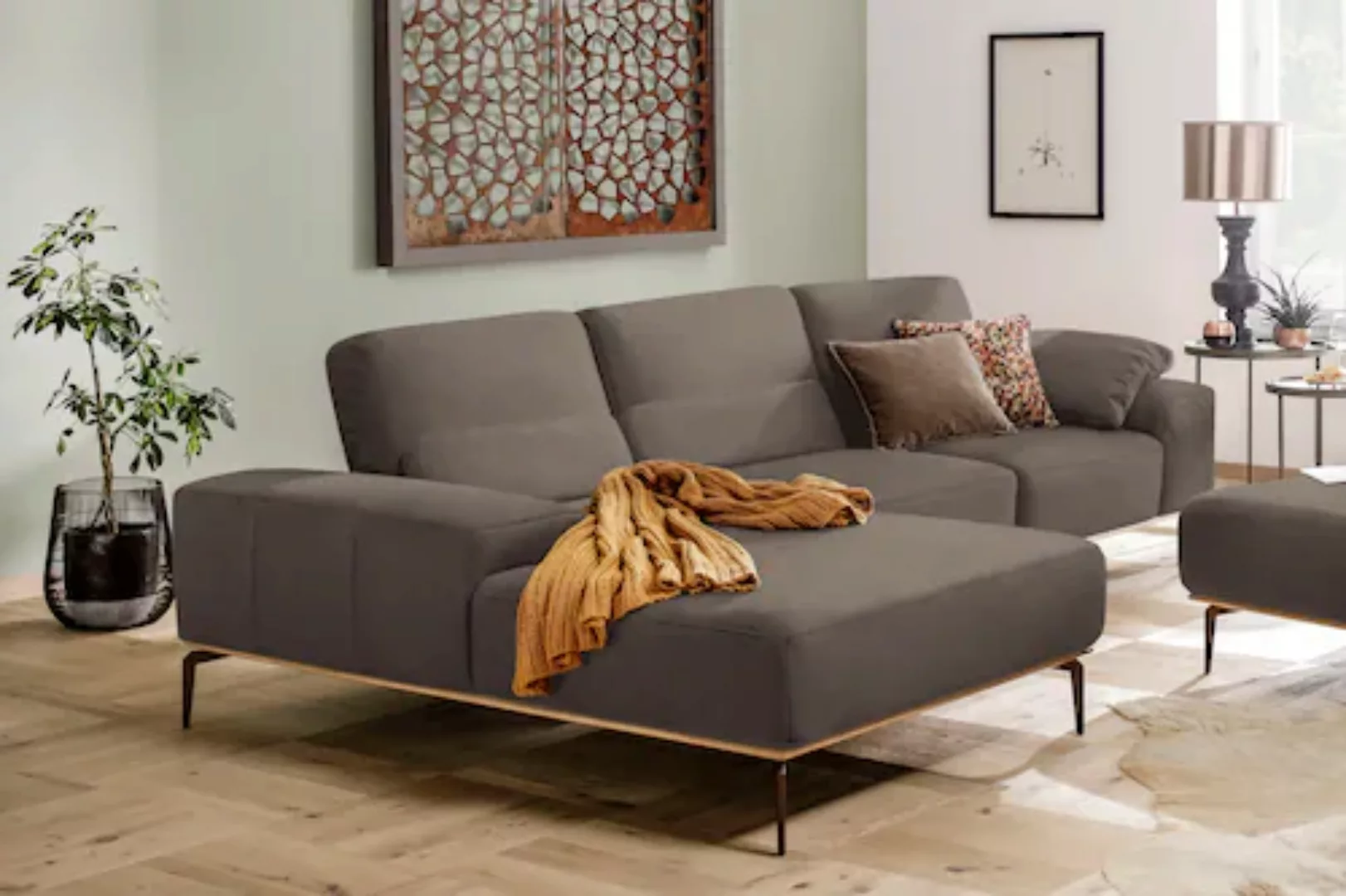 W.SCHILLIG Ecksofa run, mit Holzsockel, Füße in Bronze pulverbeschichtet, B günstig online kaufen