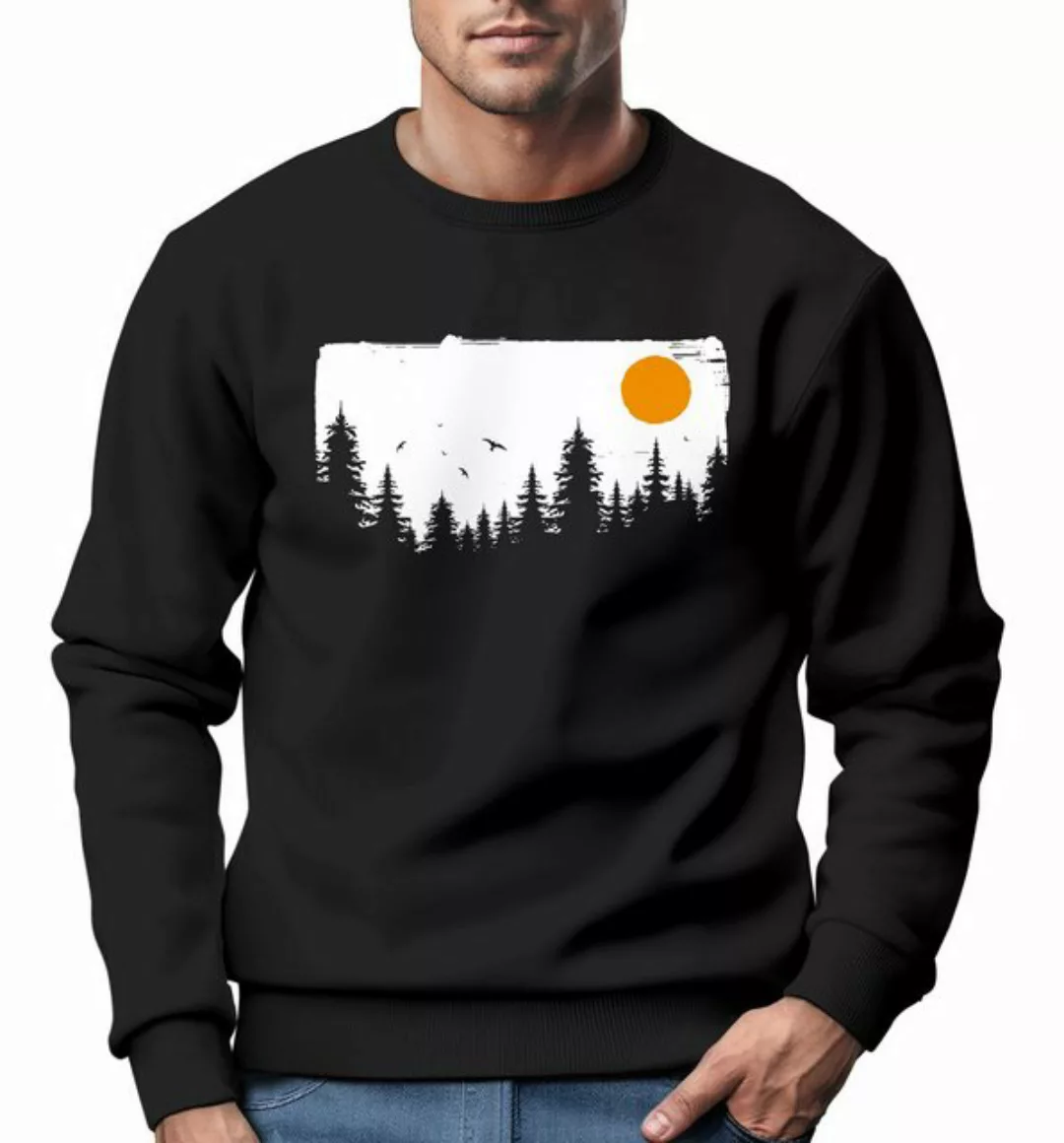 Neverless Sweatshirt Sweatshirt Herren Wald Bäume Outdoor Adventure Abenteu günstig online kaufen