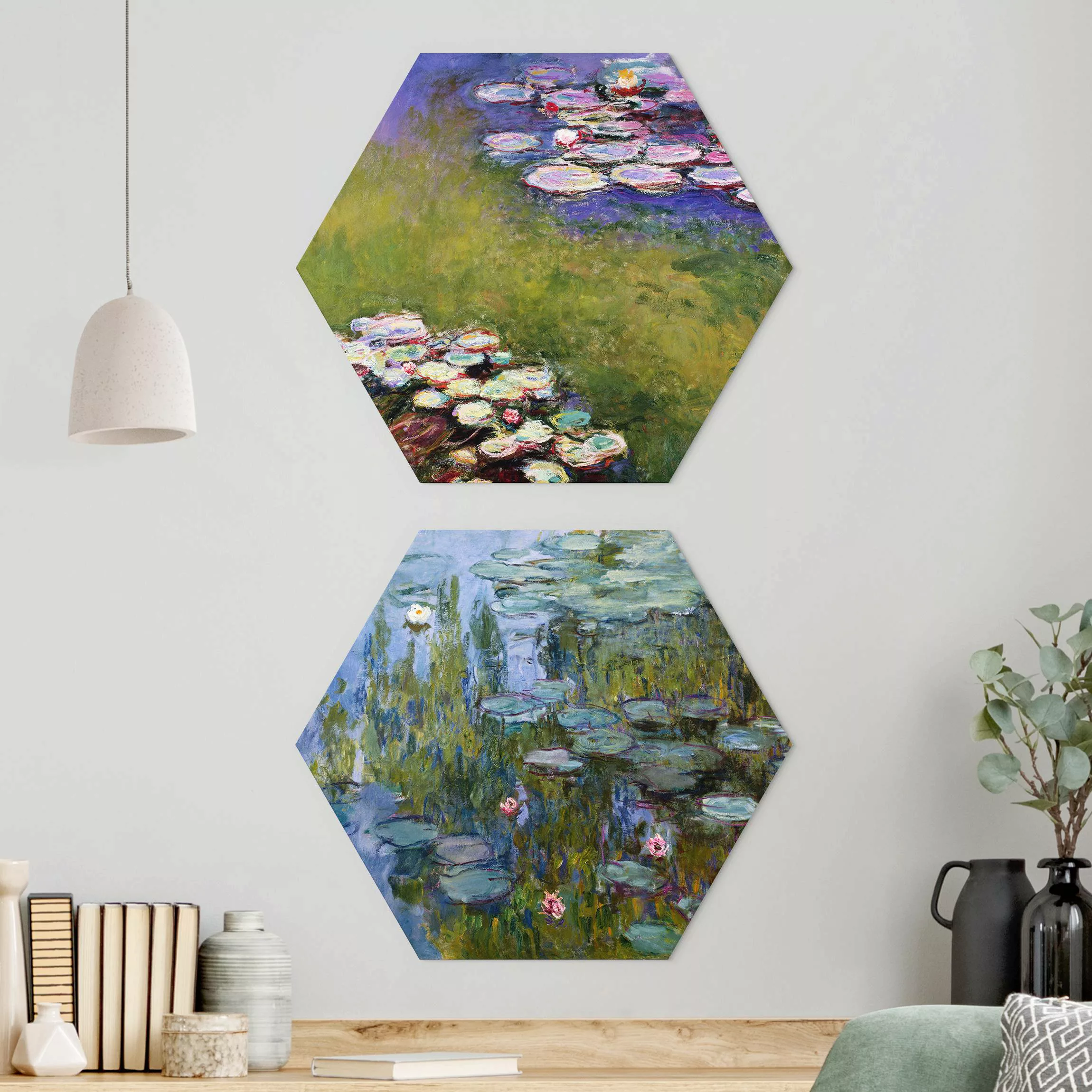 2-teiliges Hexagon-Alu-Dibond Bild Claude Monet - Seerosen Set günstig online kaufen