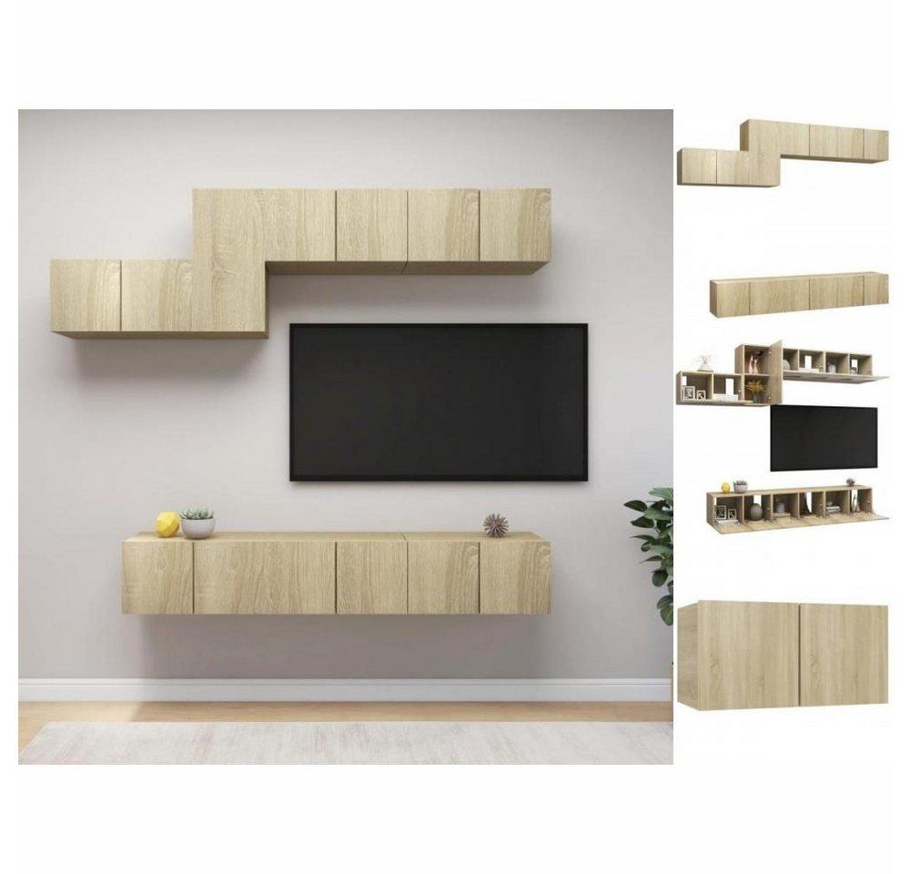 vidaXL TV-Schrank 7-tlg TV-Schrank-Set Sonoma-Eiche Spanplatte günstig online kaufen