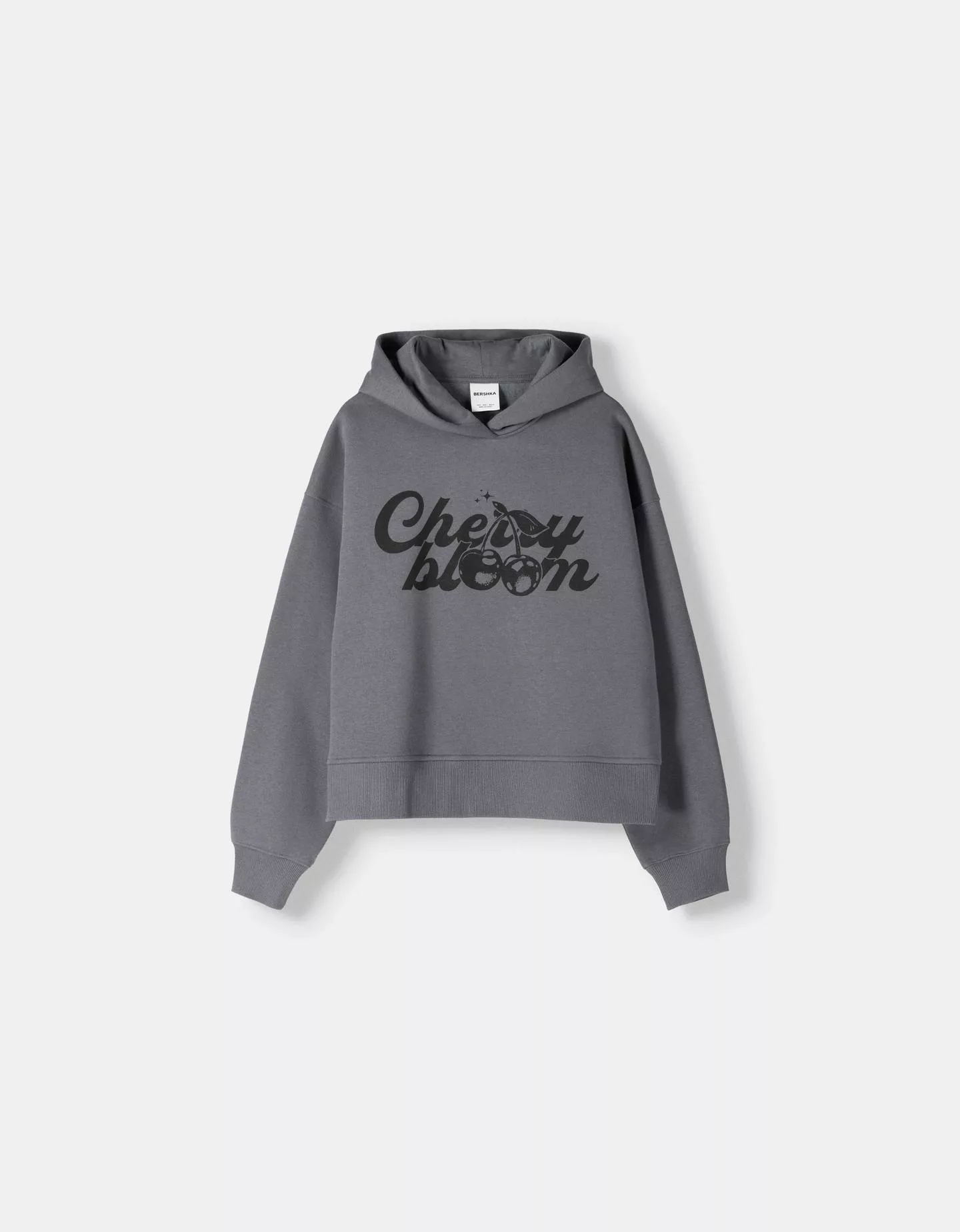 Bershka Hoodie Mit Print Damen M Dunkelgrau günstig online kaufen