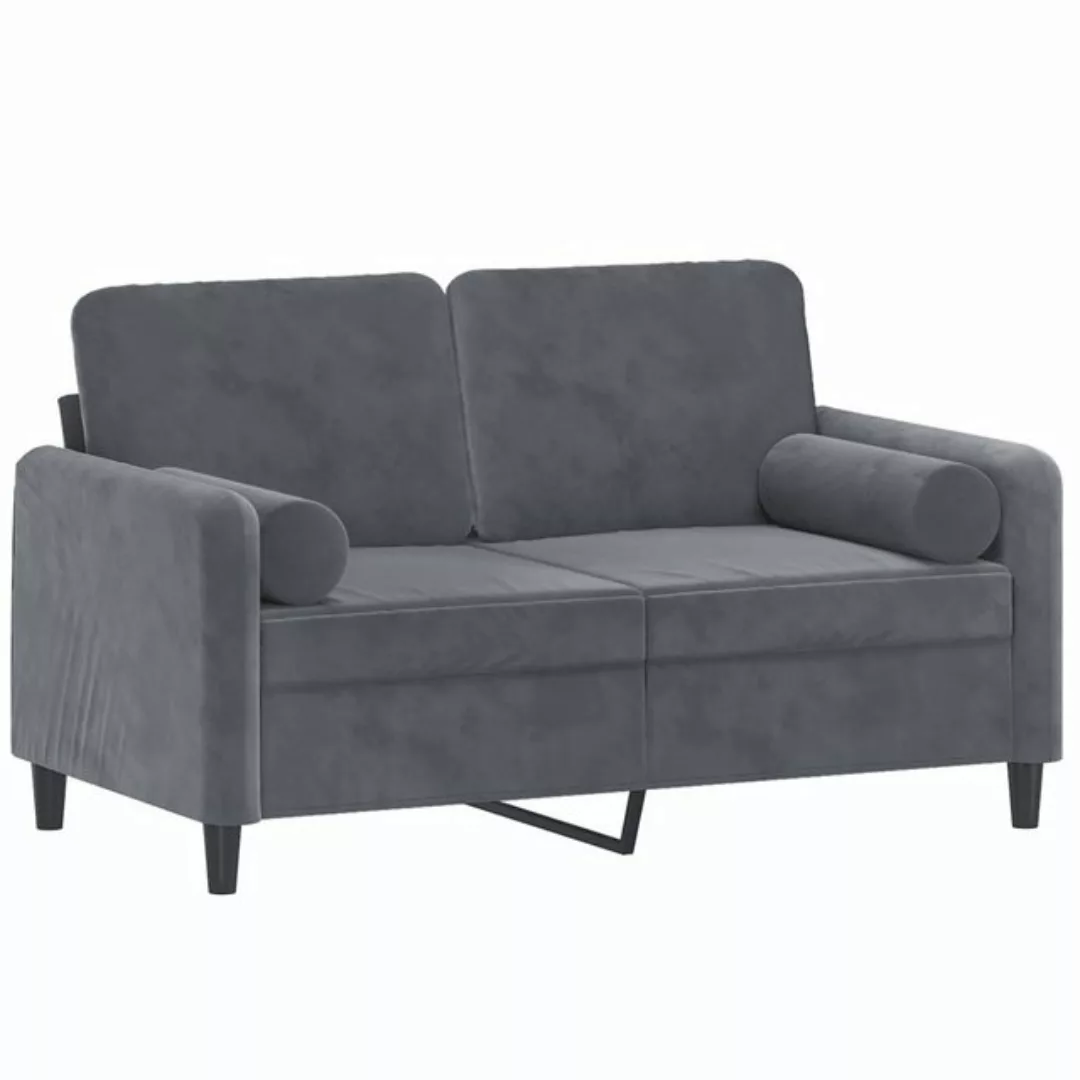 vidaXL Sofa 2-Sitzer-Sofa mit Zierkissen Dunkelgrau 120 cm Samt günstig online kaufen