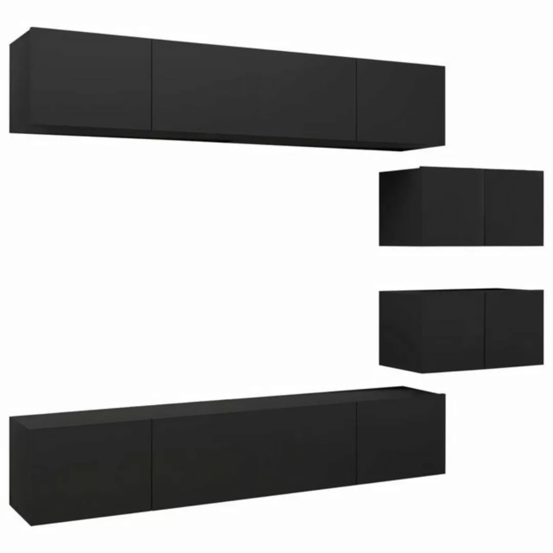 furnicato TV-Schrank 6-tlg. TV-Schrank-Set Schwarz Holzwerkstoff (6-St) günstig online kaufen