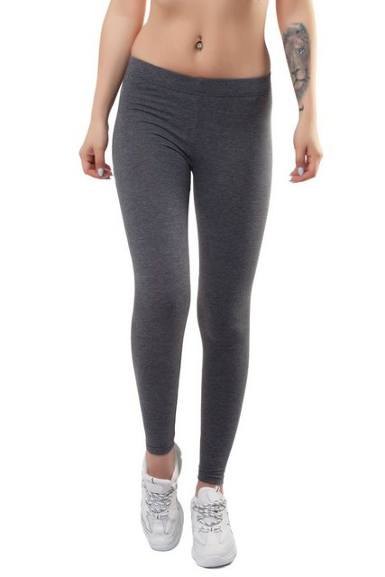 Bongual Leggings Damen Leggins lang Basic aus Baumwolle-mix Grautöne Komfor günstig online kaufen