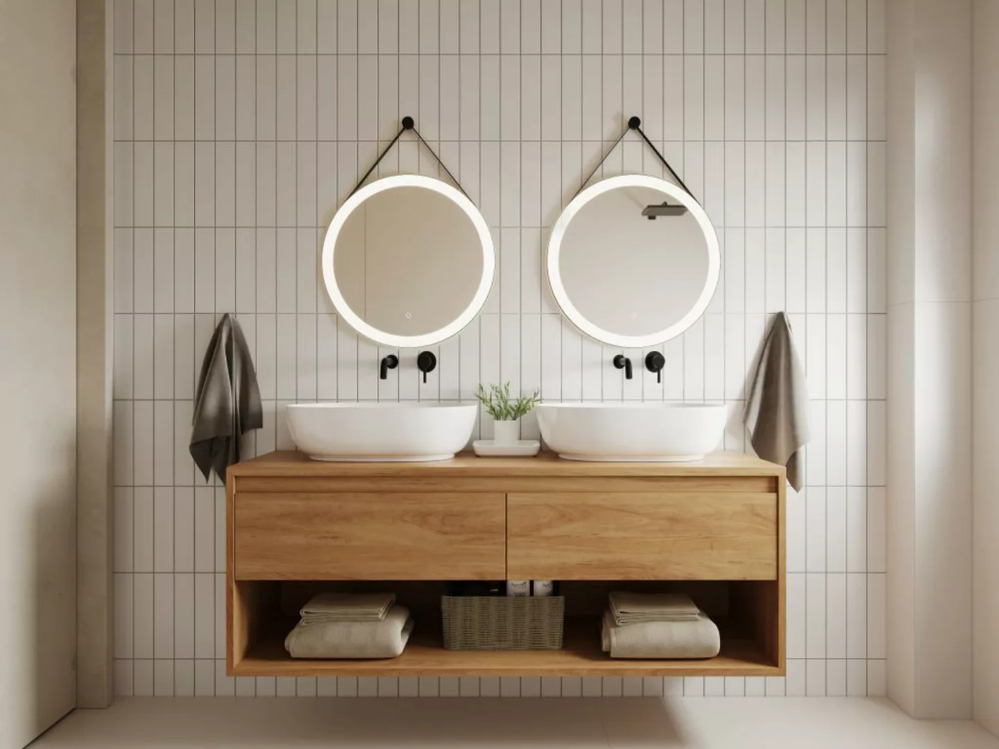 Badezimmerspiegel hängend mit Aufhänger beschlagfrei - 60 x 60 cm - Schwarz günstig online kaufen