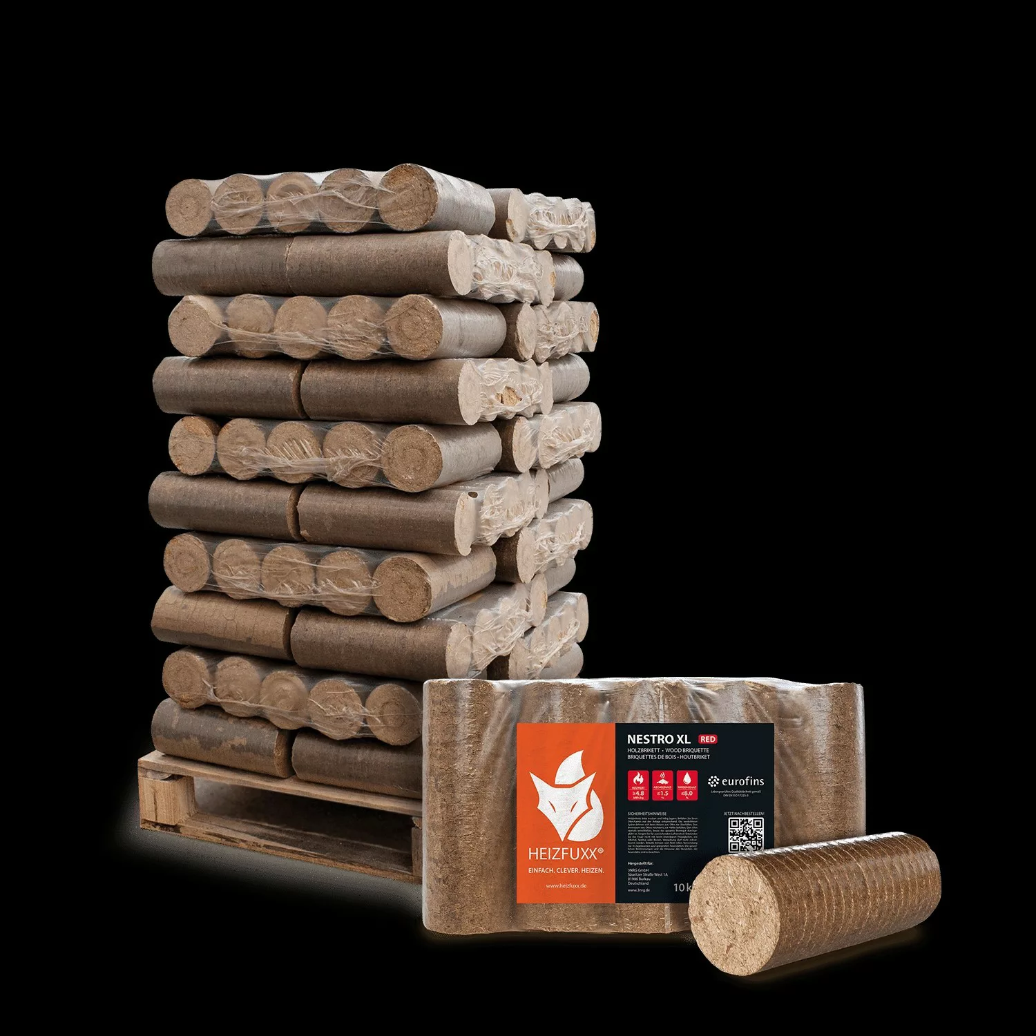 Heizfuxx Holzbriketts Nestro Xl Red 10kg x 30 Gebinde 300kg Palette günstig online kaufen