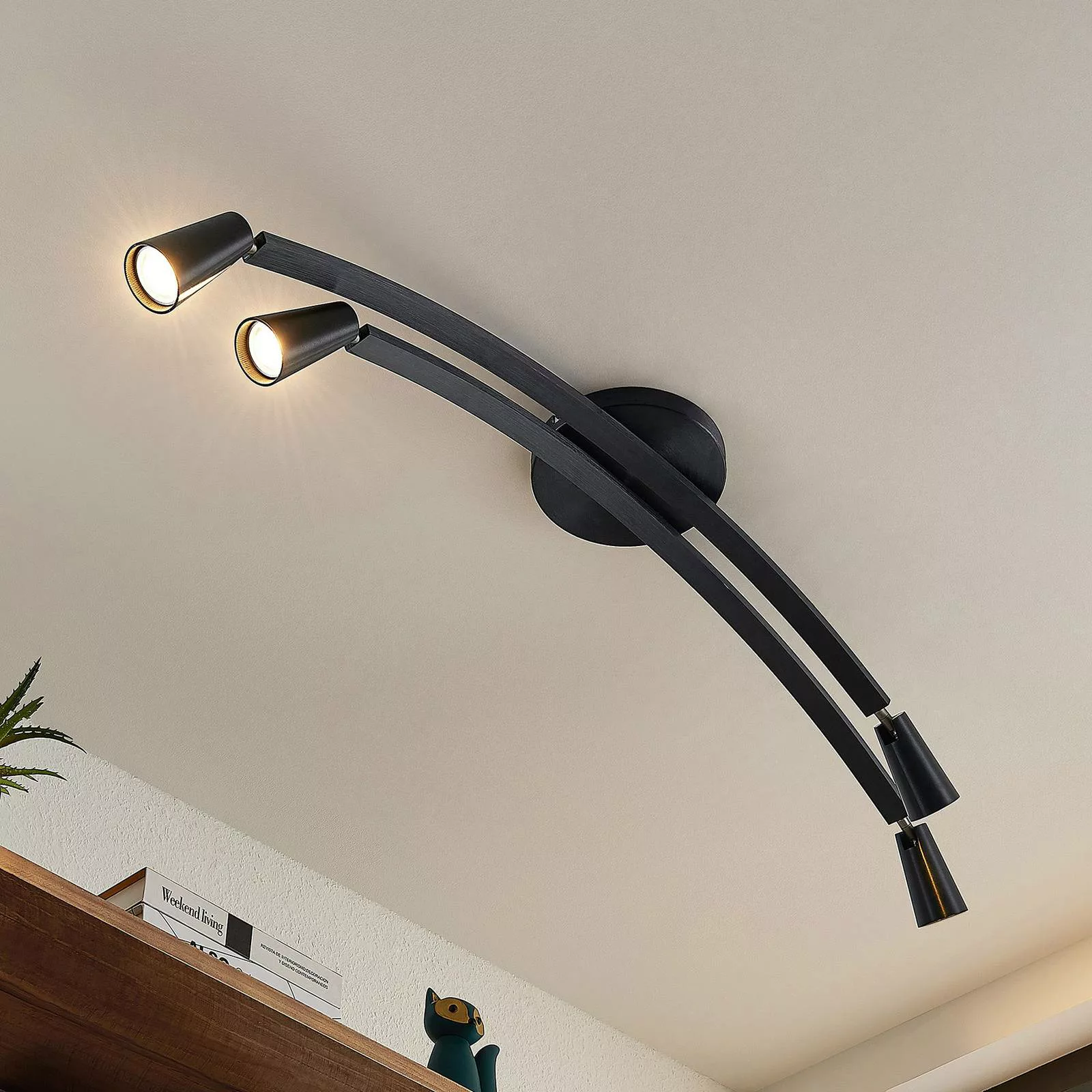 Lucande Velanoris Deckenlampe, 4-fl. schwarz günstig online kaufen