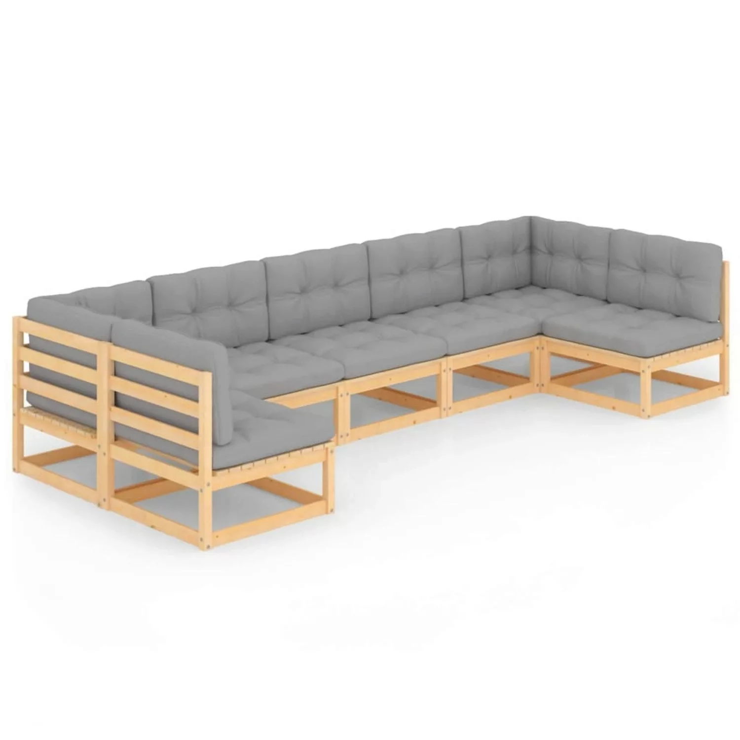 7-tlg. Garten-lounge-set Mit Kissen Kiefer Massivholz günstig online kaufen