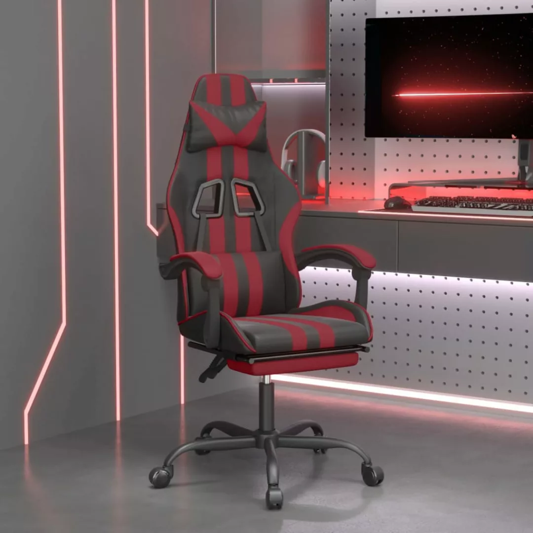Vidaxl Gaming-stuhl Mit Fußstütze Drehbar Schwarz & Weinrot Kunstleder günstig online kaufen