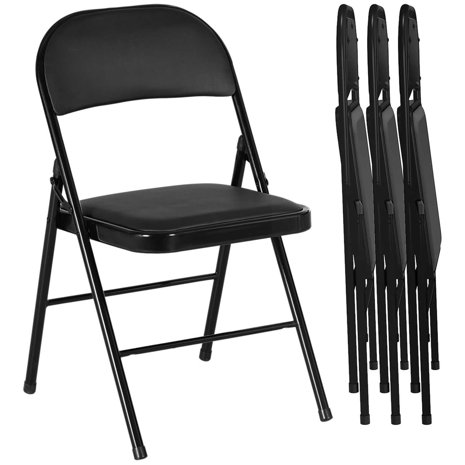 HOMCOM 4er-Set Klappstühle Tragbar mit Kissen Stahlbeine Kunstleder günstig online kaufen