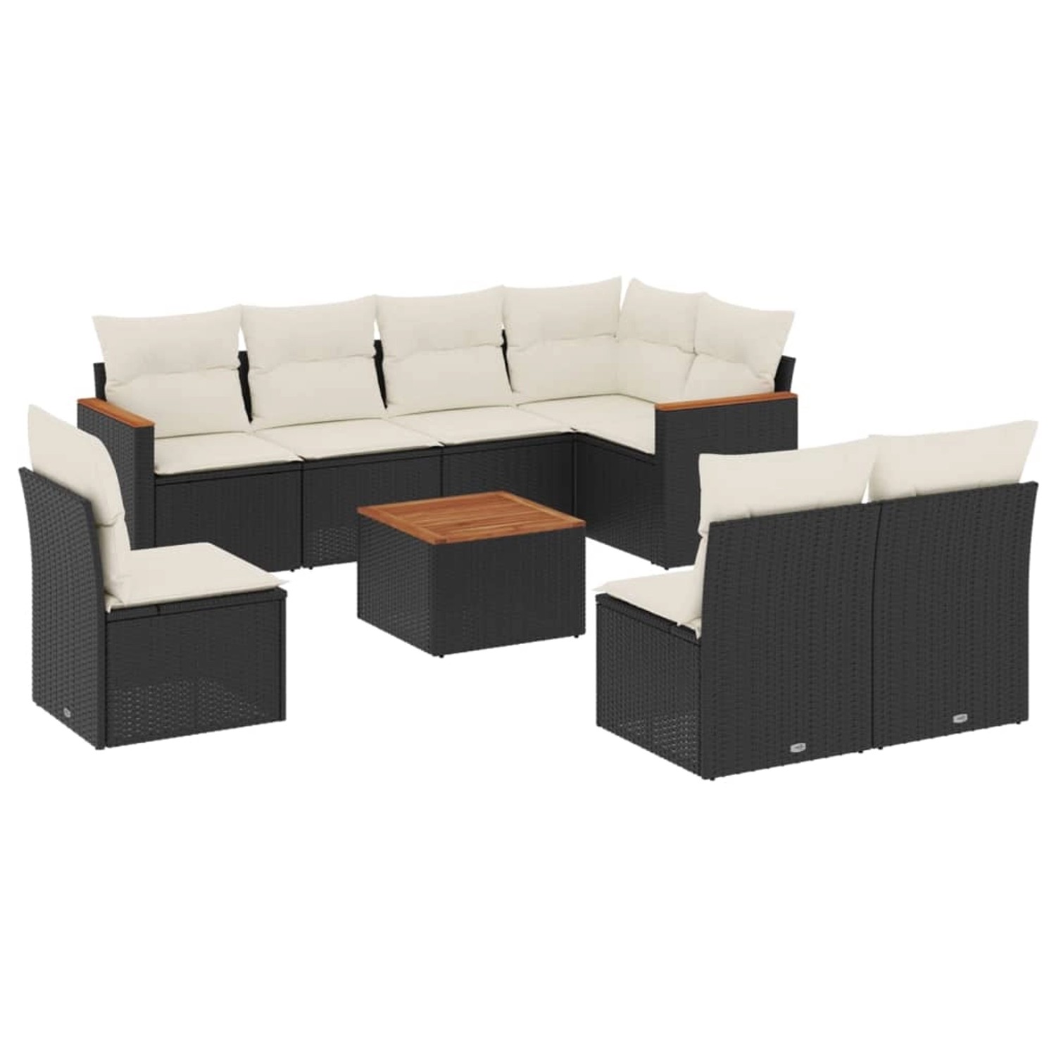 vidaXL 9-Tlg Garten-Sofagarnitur mit Kissen Schwarz Poly Rattan 3226049 günstig online kaufen