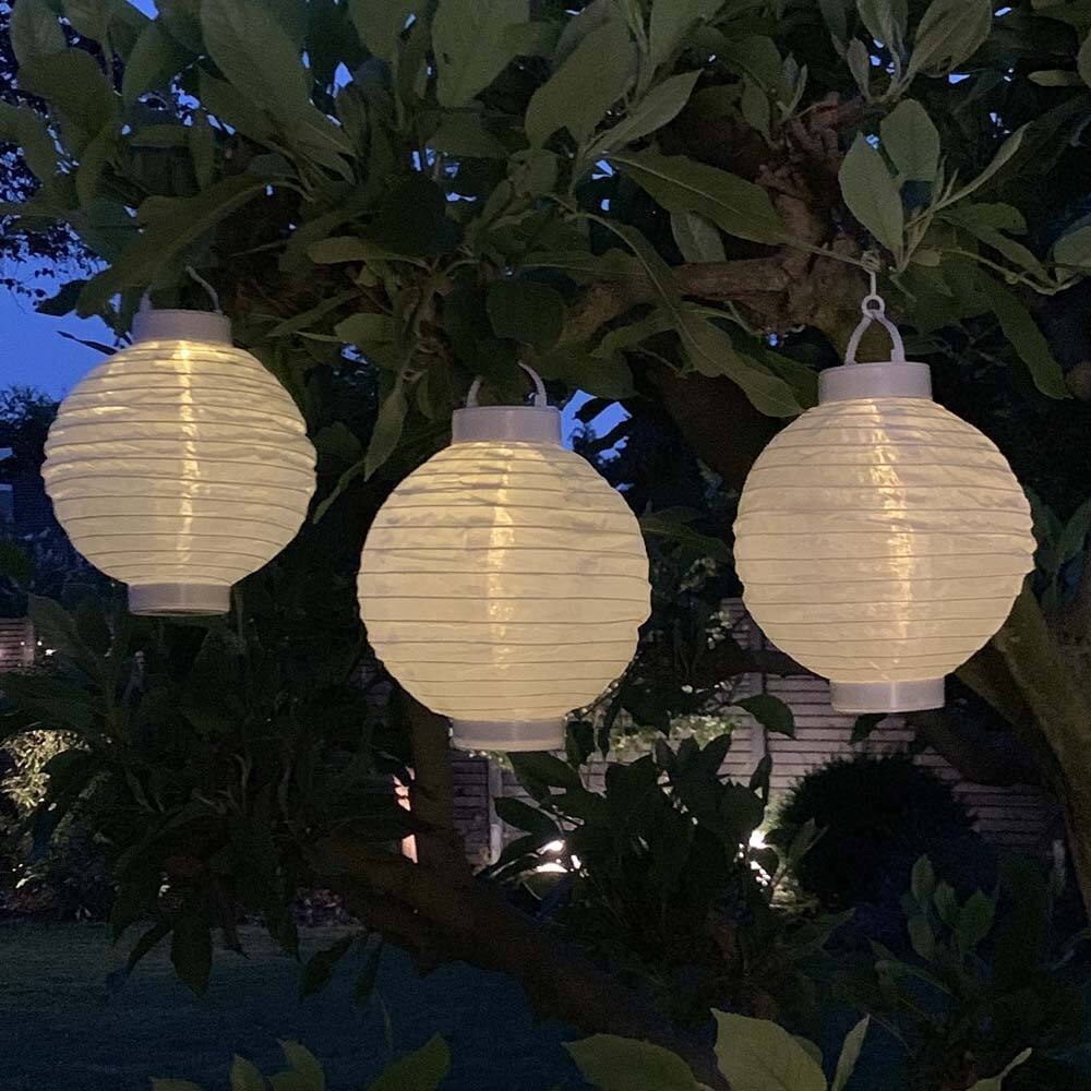 3 Stück Solar Lampions Weiß Garten Laterne zum Aufhängen LED Warmweiß Ø 20c günstig online kaufen
