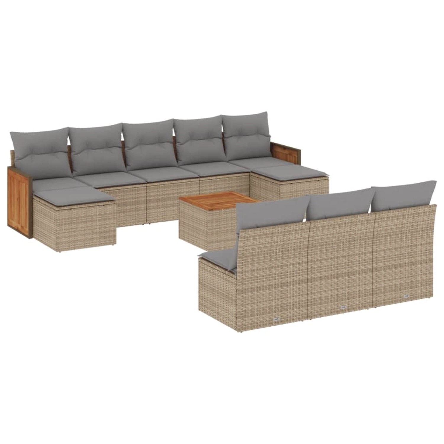 vidaXL 11-Tlg Garten-Sofagarnitur mit Kissen Beige Poly Rattan 3260477 günstig online kaufen