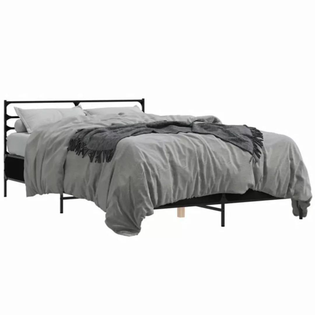 vidaXL Bett Bettgestell Schwarz 140x200 cm Holzwerkstoff und Metall günstig online kaufen