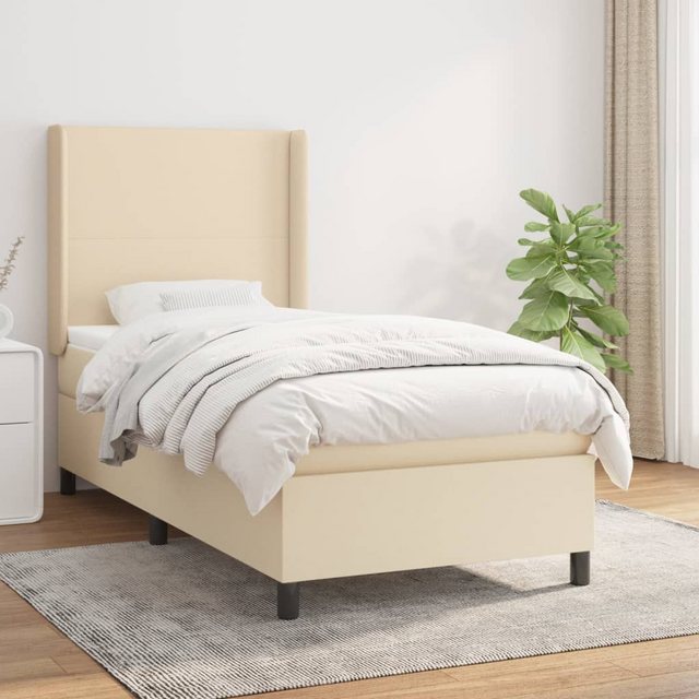 vidaXL Boxspringbett Boxspringbett mit Matratze Creme 90x200 cm Stoff Bett günstig online kaufen