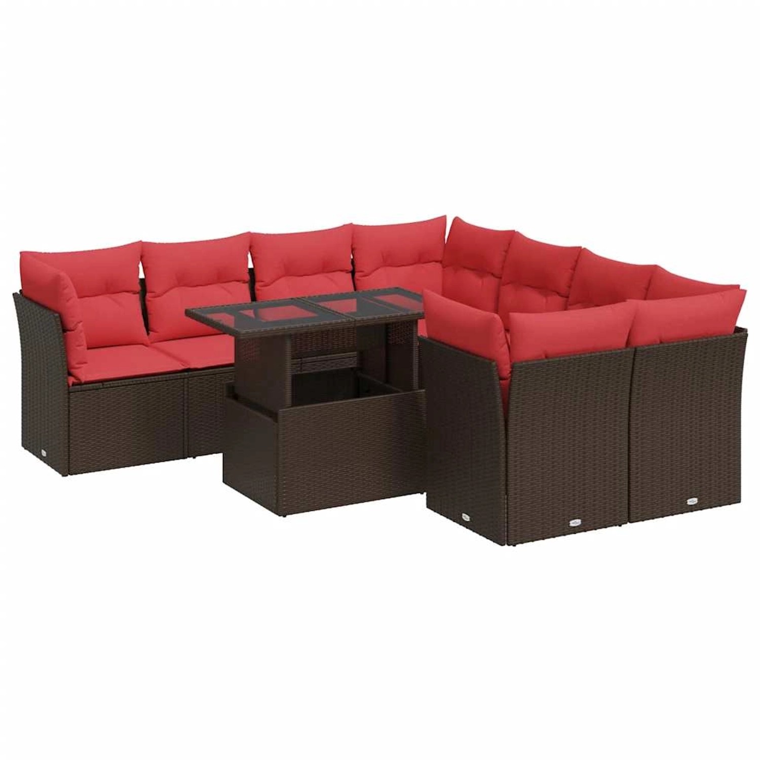 vidaXL 9-Tlg Garten-Sofagarnitur mit Kissen Braun Poly Rattan Akazie 332613 günstig online kaufen