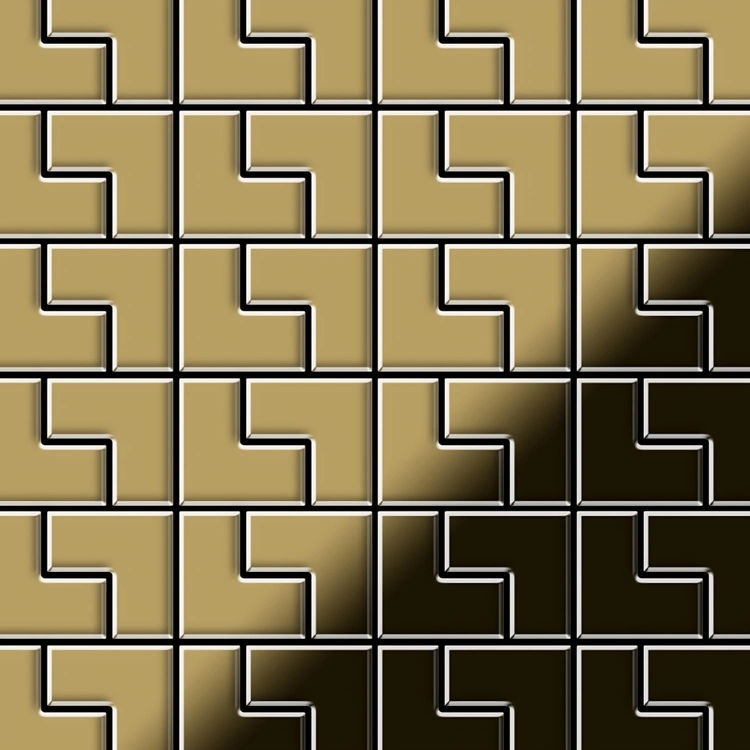 ALLOY Mosaik Fliese Massiv Metall Titan Hochglänzend Gold 1,6mm Stark Kink- günstig online kaufen