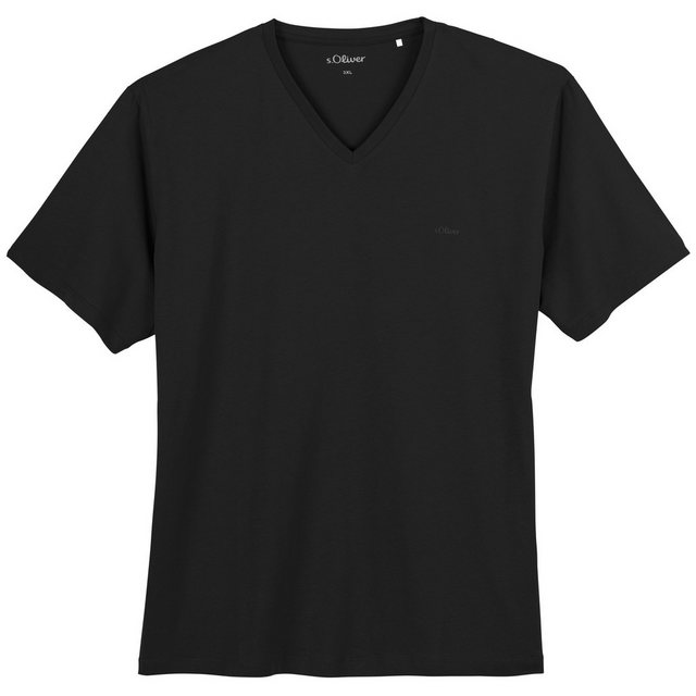 s.Oliver Rundhalsshirt Große Größen Herren Basic T-Shirt schwarz V-Neck s.O günstig online kaufen