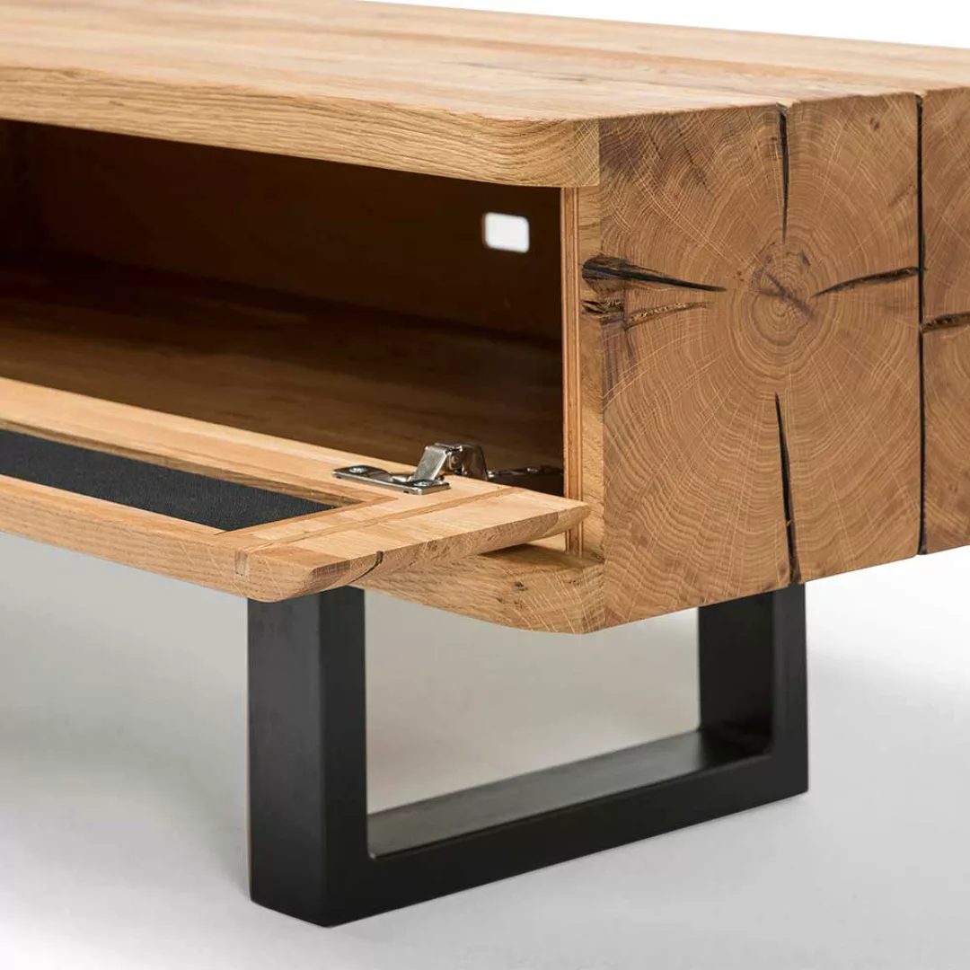 Fernseher Tisch aus Eiche Massivholz Loft Design günstig online kaufen