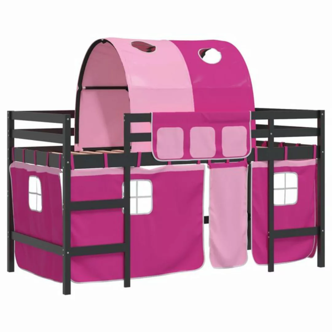 vidaXL Kinderbett Kinderhochbett mit Tunnel Rosa 90x190 cm Massivholz Kiefe günstig online kaufen