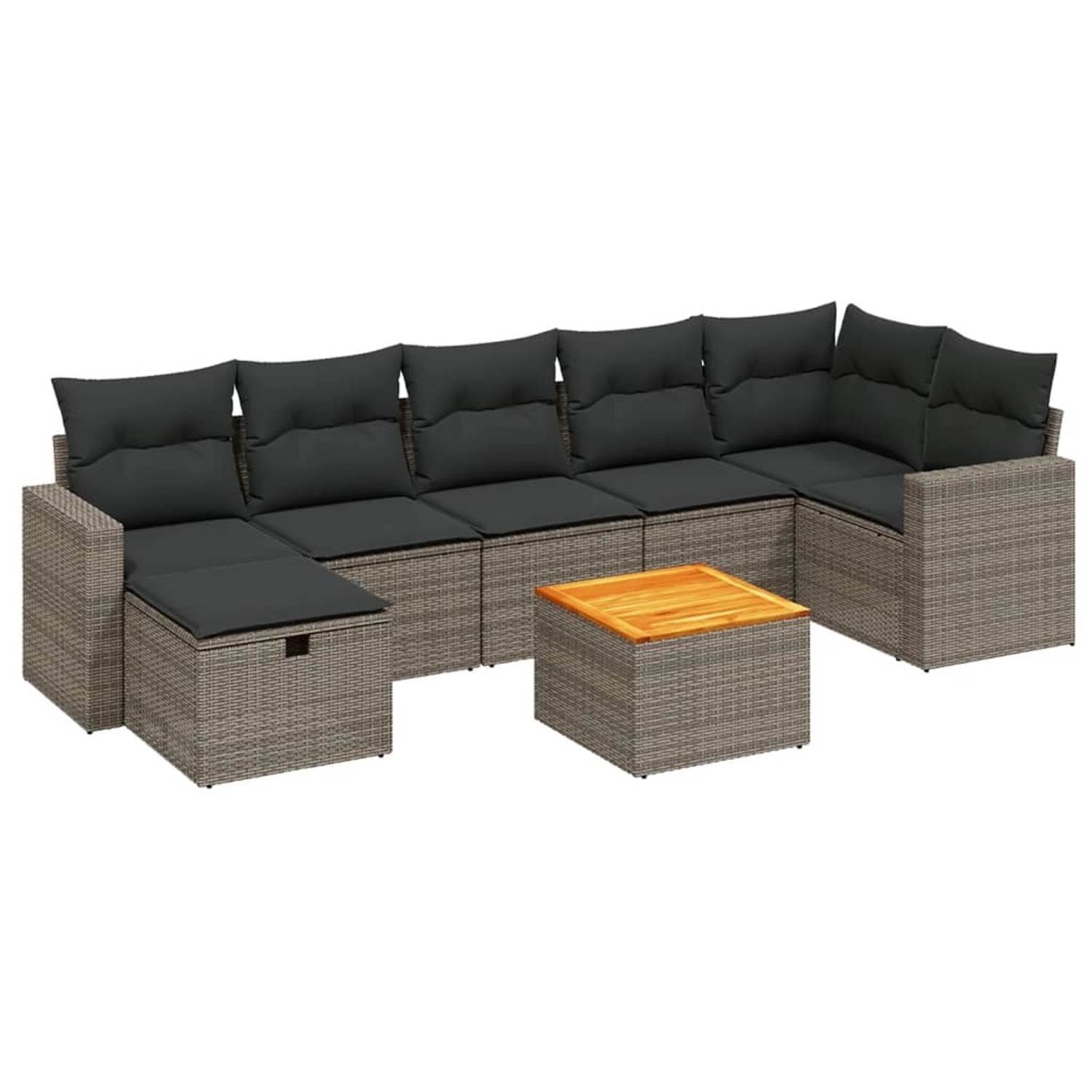 vidaXL 8-Tlg Garten-Sofagarnitur mit Kissen Grau Poly Rattan 3264847 günstig online kaufen