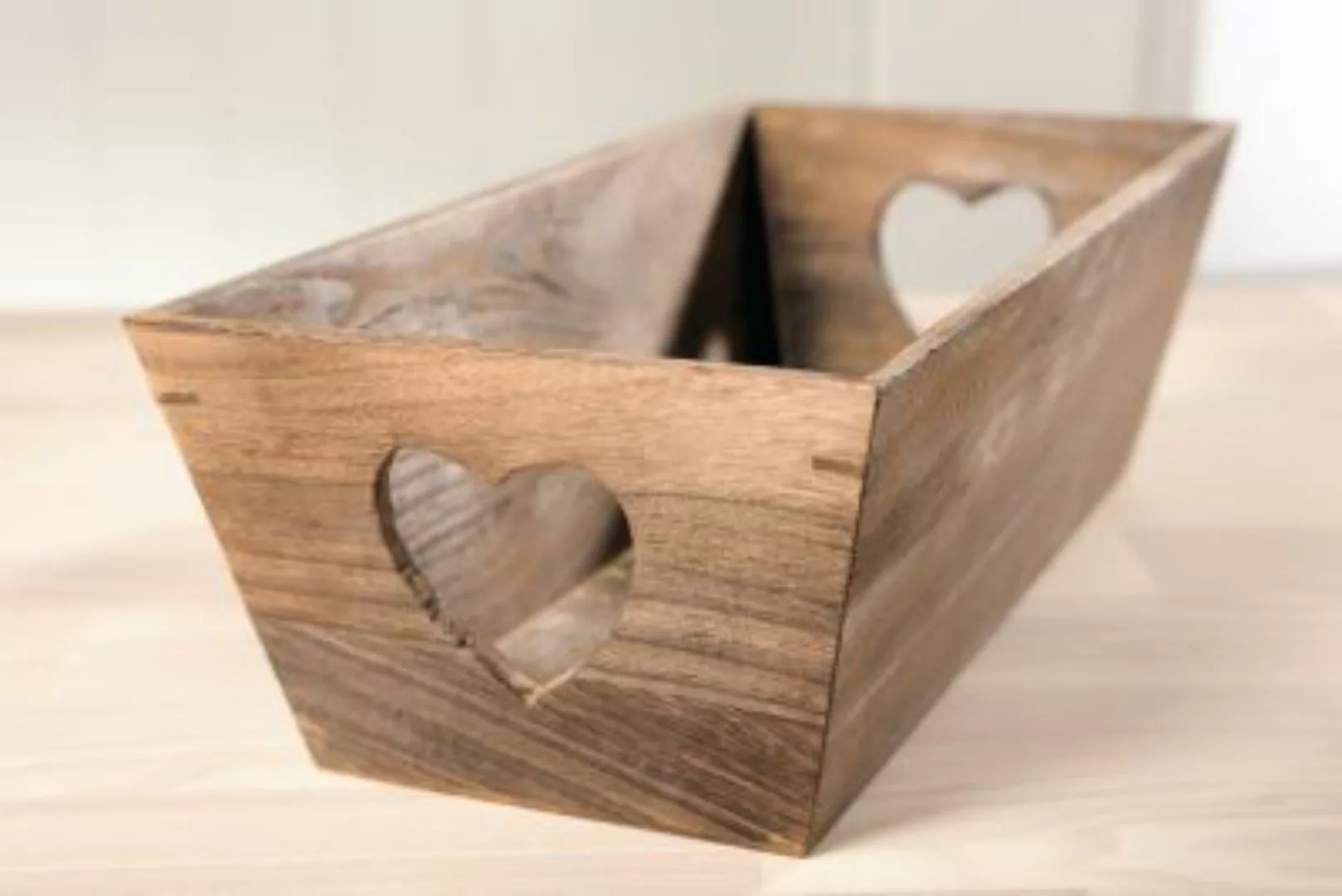 HOME Living Holz-Kiste SPAR-SET 2x Herz Dekoobjekte braun günstig online kaufen