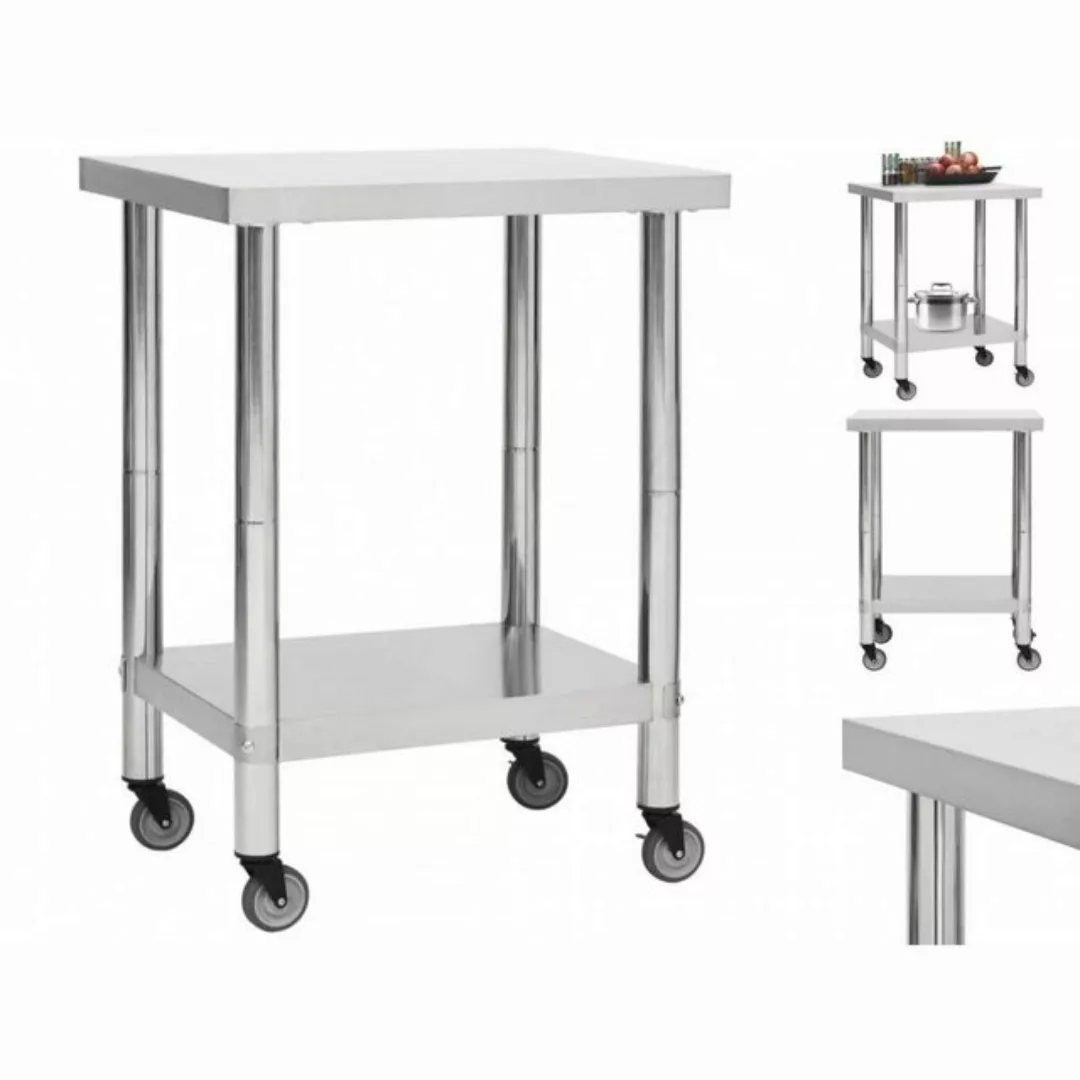 vidaXL Unterschrank Küchen-Arbeitstisch mit Rollen 80x45x85 cm Edelstahl günstig online kaufen