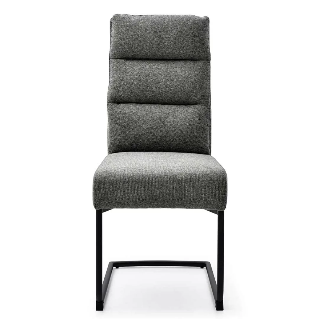 Esstisch Stühle hellgrau modern mit Gestell aus Massivholz Eichefarben (2er günstig online kaufen