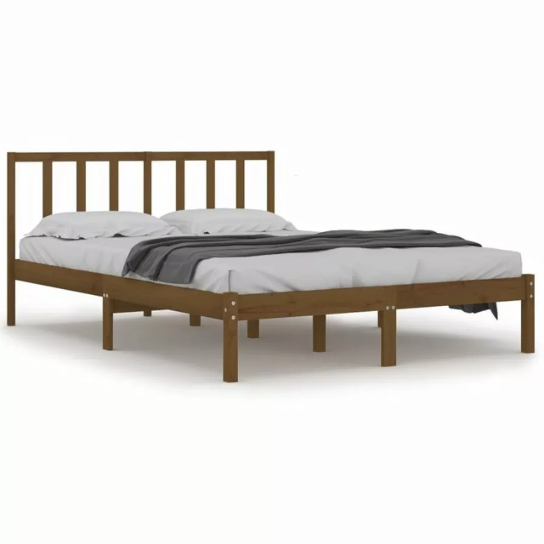 furnicato Bett Massivholzbett Honigbraun Kiefer 200x200 cm günstig online kaufen