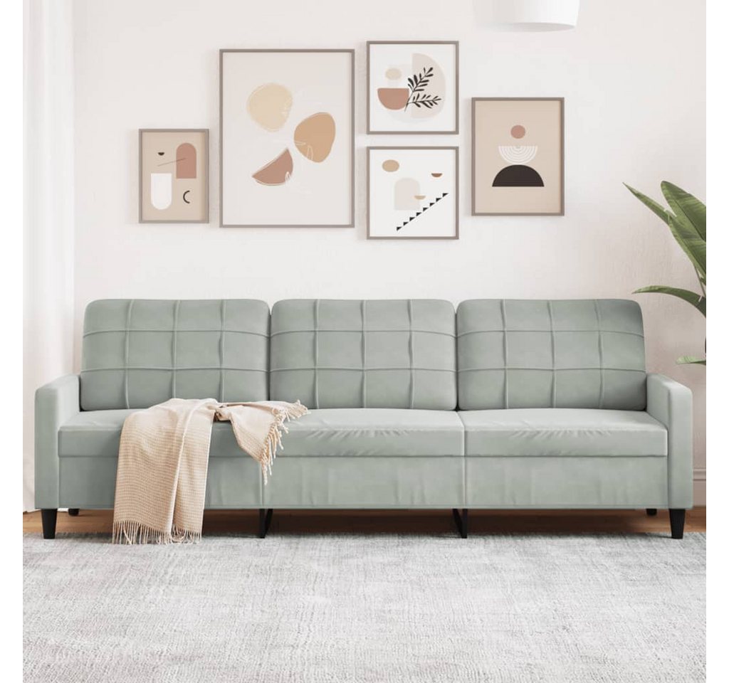 vidaXL Sofa, 3-Sitzer-Sofa Hellgrau 210 cm Samt günstig online kaufen