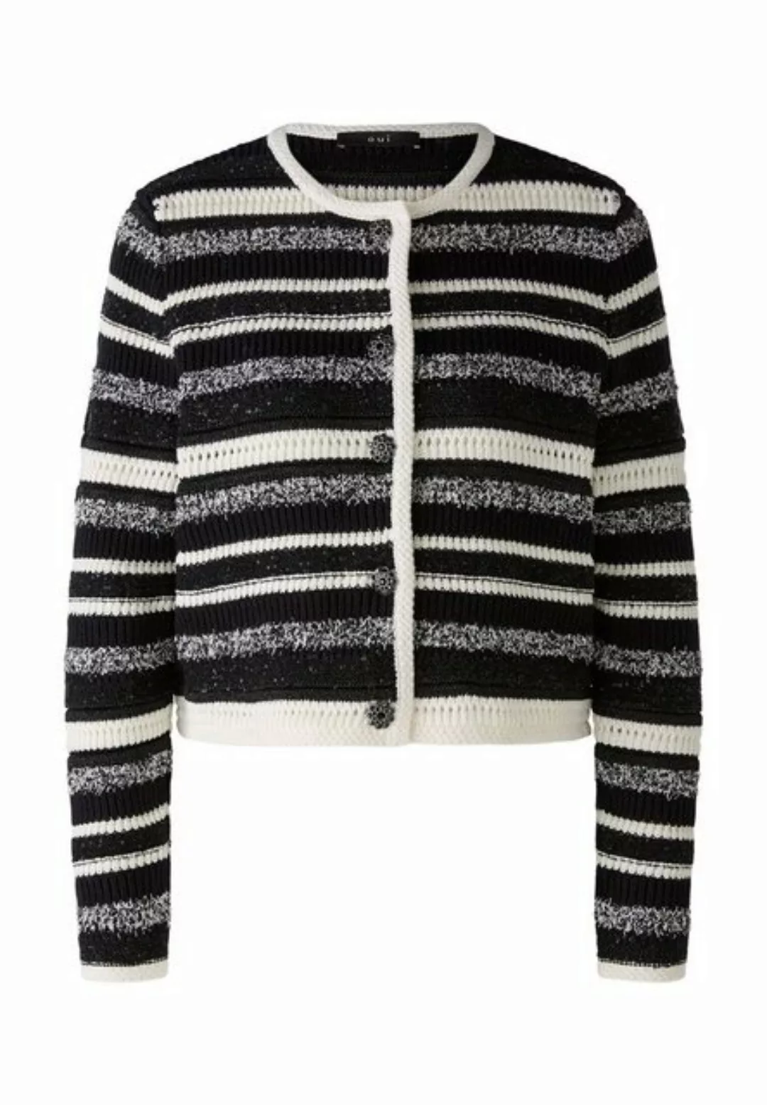 Oui Strickjacke baumwollmischung mit glanzgarn Baumwollmischung mit Glanzga günstig online kaufen