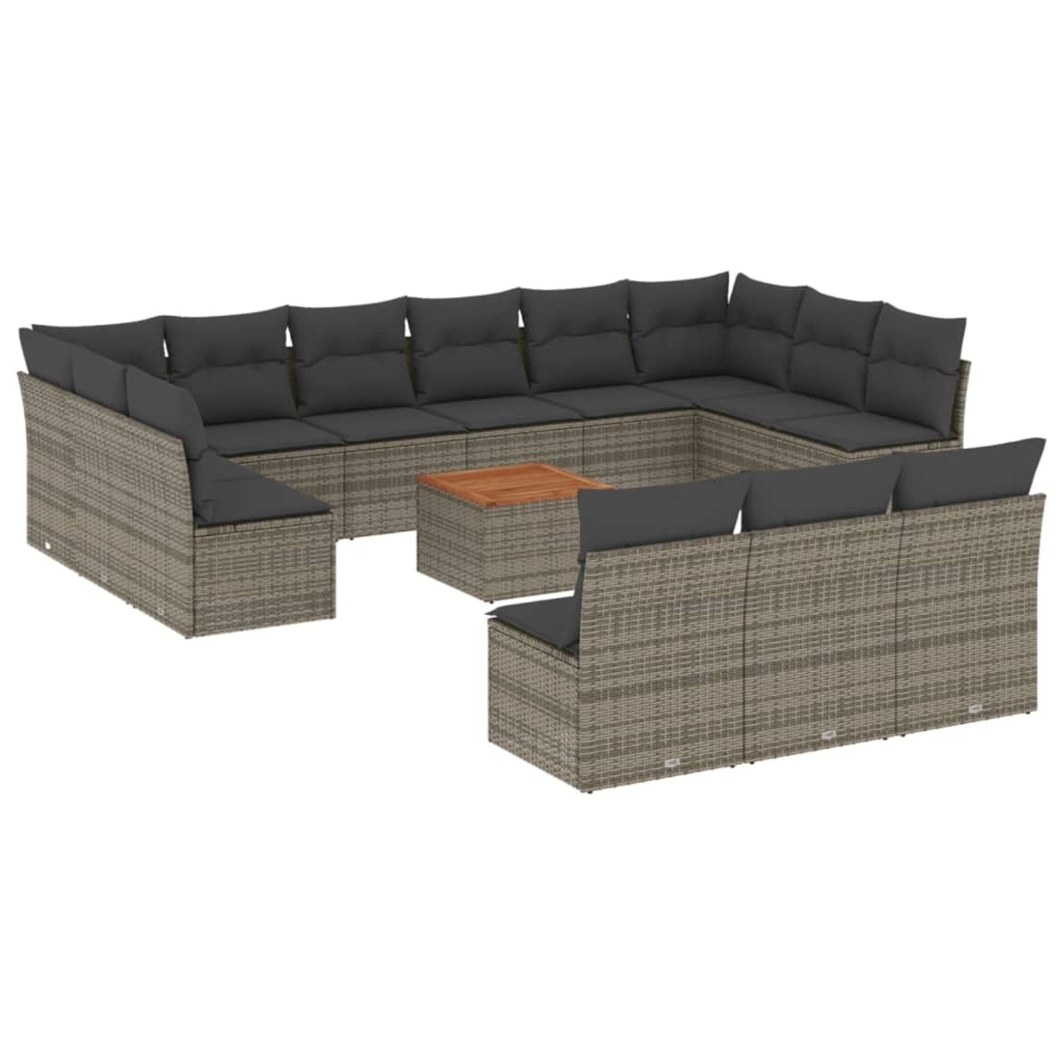 vidaXL 14-Tlg Garten-Sofagarnitur mit Kissen Grau Poly Rattan 3223904 günstig online kaufen